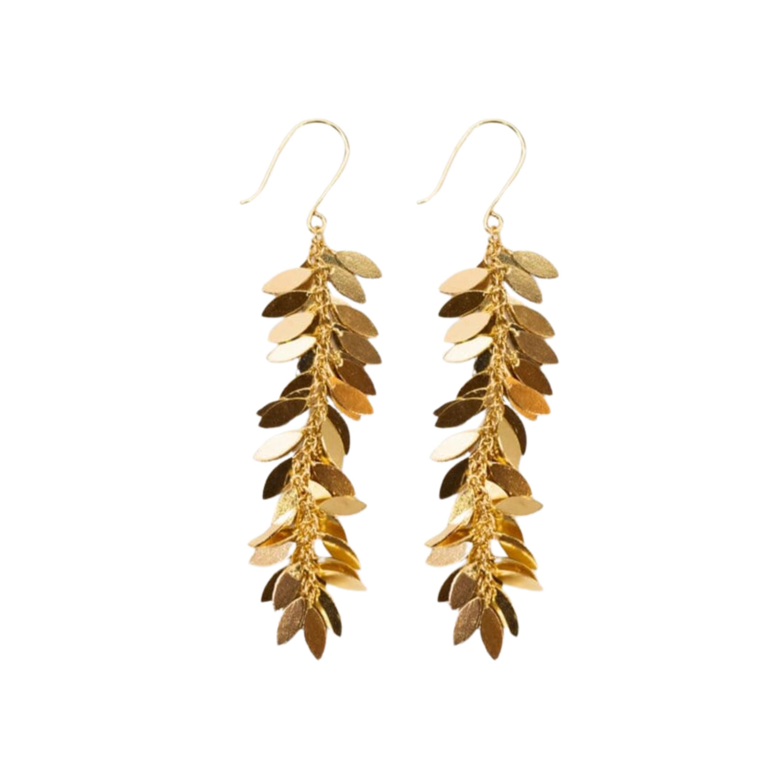 INK+ALLOY Gold Dangle Earrings for Women, Samantha Brass Metal Leaves Botanical Boho Statement Earrings Dangling, Hypoallergenic Handmade Jewelry for Women, 3.75-Inches (Gold)