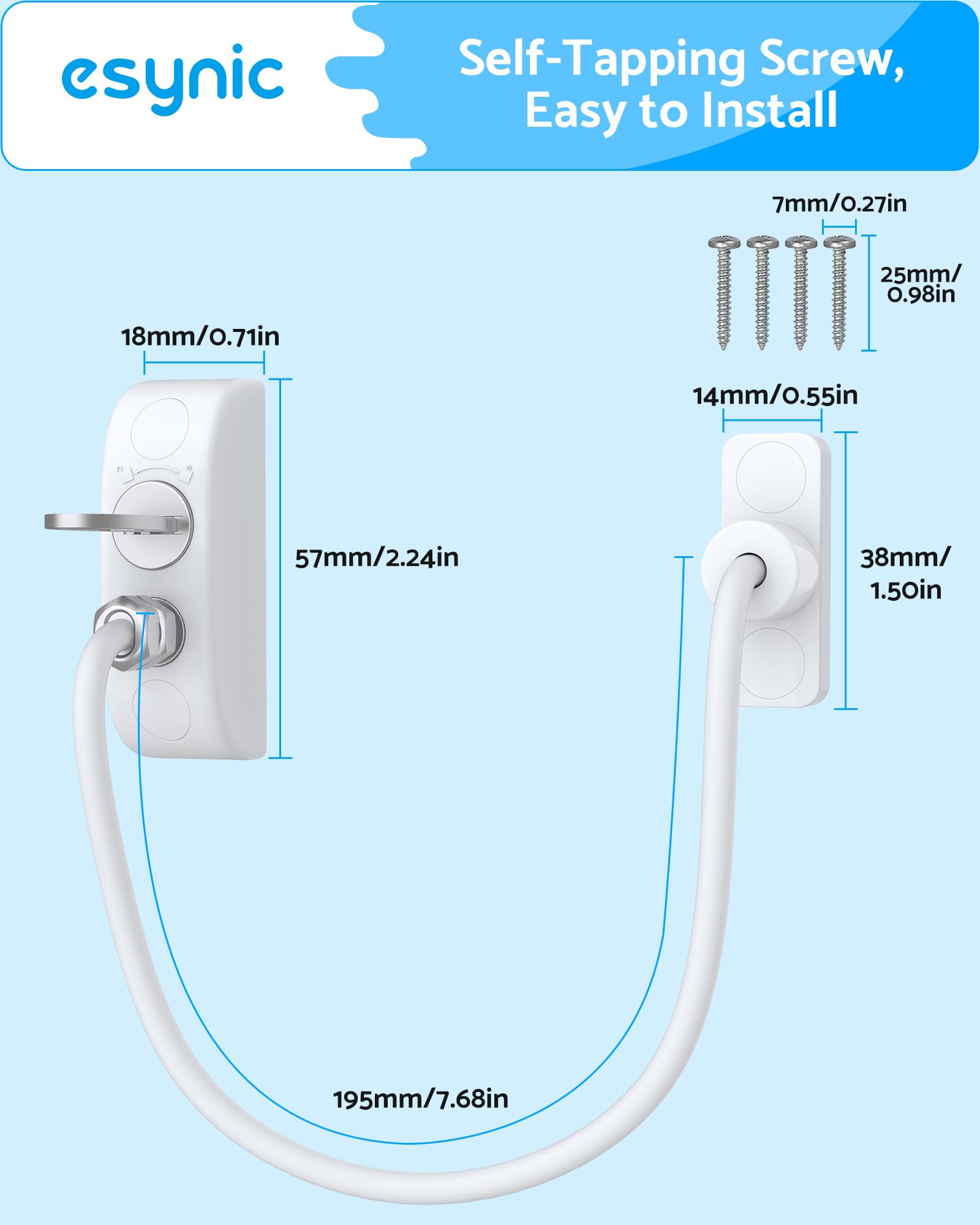 eSynic Paquete de 12 limitadores de ventana para cerraduras de ventana duraderas de Upvc, seguridad infantil, fiable, restrictor de seguridad de ventana de 19 cm, con tornillos, para seguridad en el