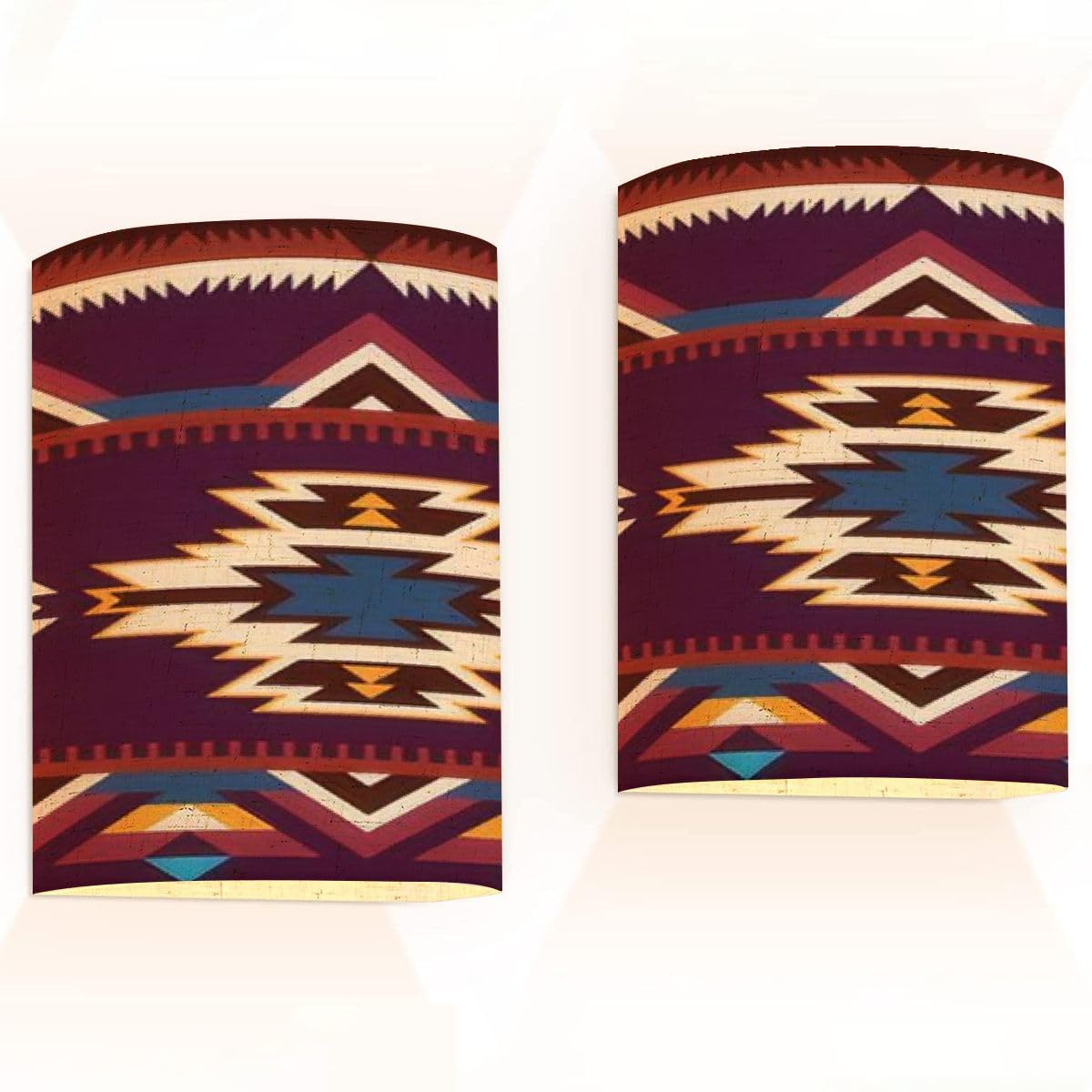 Wall Sconces Set of Two Battery Operated Aztec Navajo geometric 