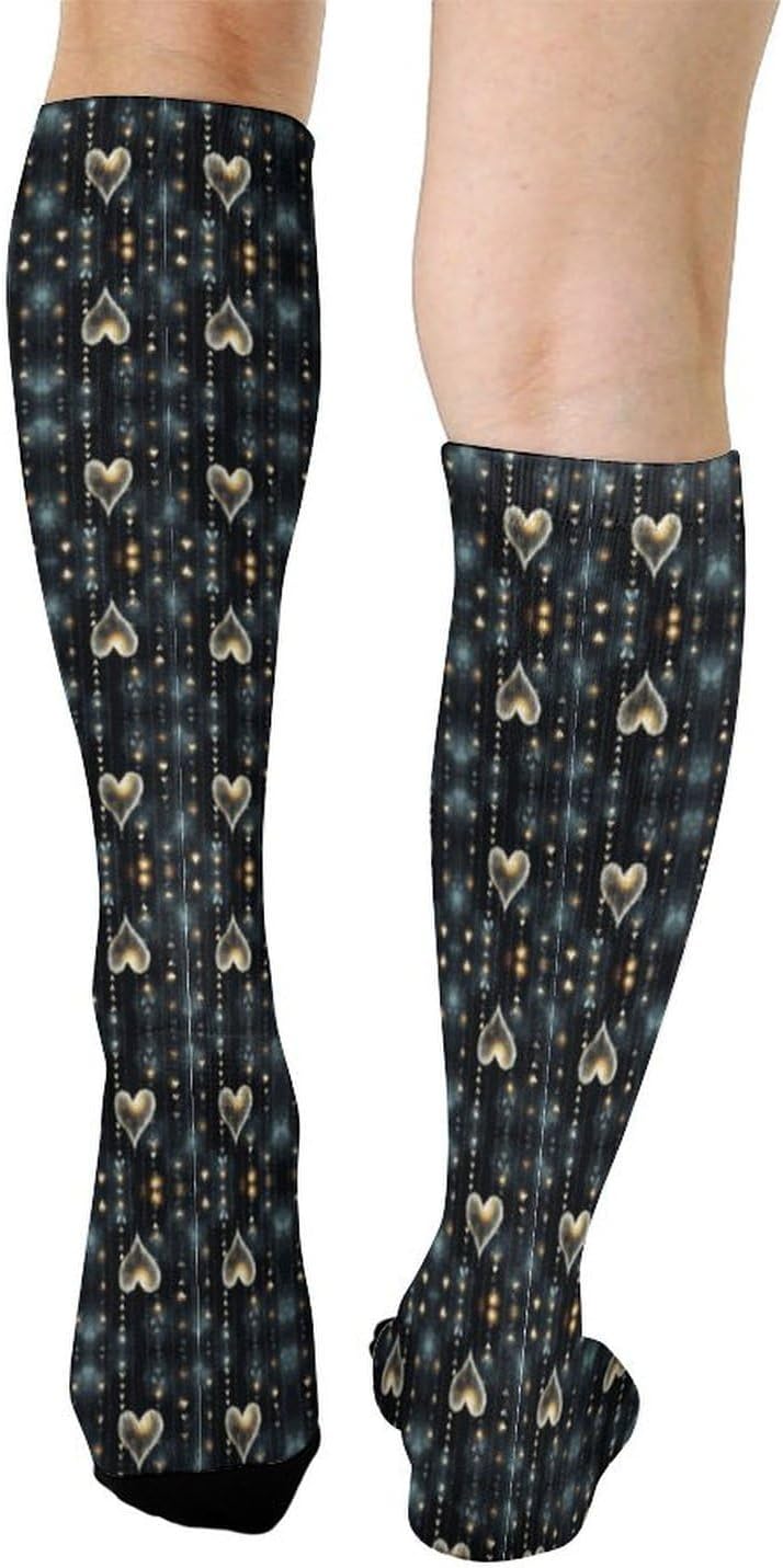 Glowing Love Compression Socks for Women Men Comfort Over The Calf Socks Moisture Wicking Breathable Athletic Sock