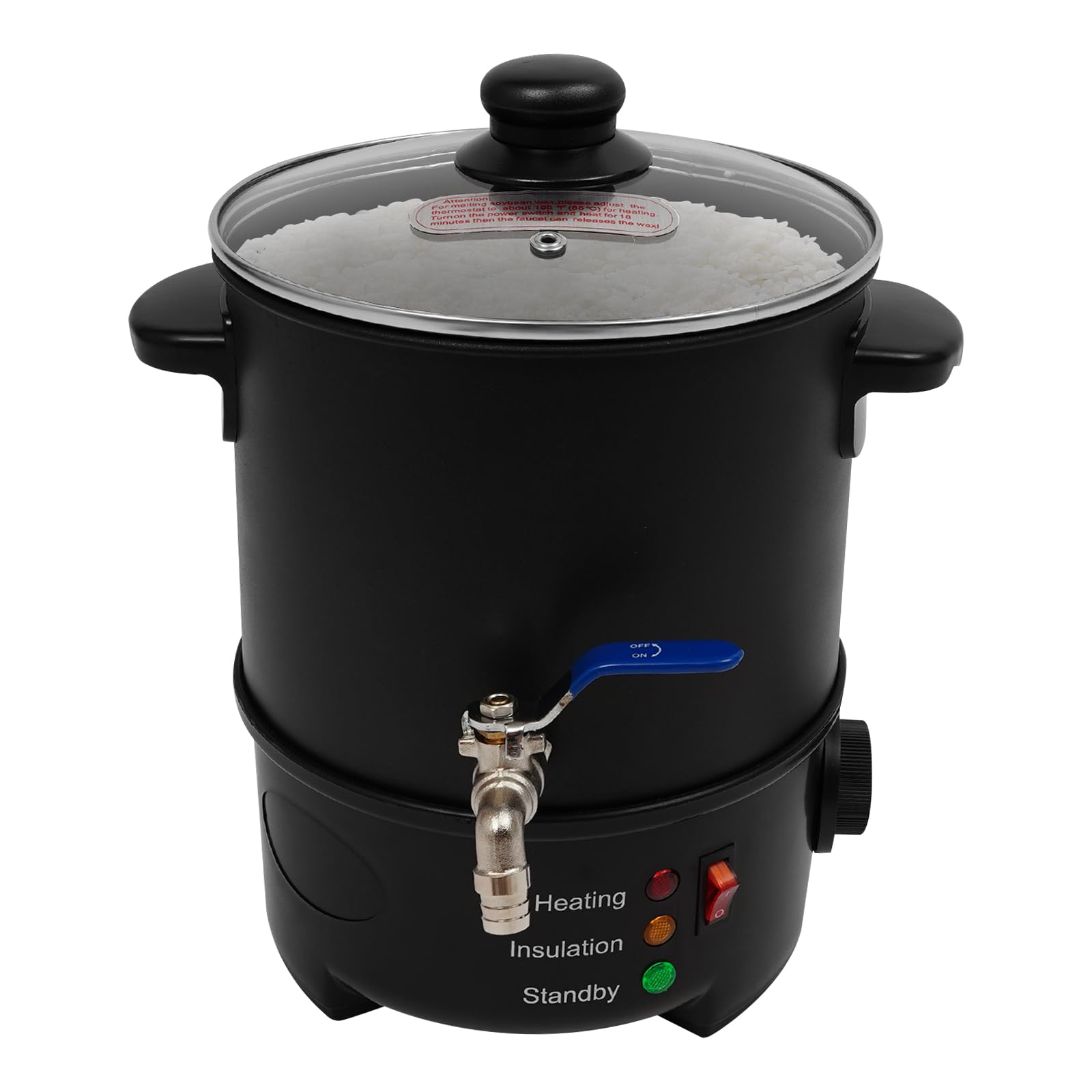 HUOMMGS Garnek do topienia wosku, 4 l, regulacja temperatury 50-100°C, zabezpieczenie przed przegrzaniem, stal nierdzewna, elektryczny garnek do topienia wosku, 600 W, zestaw do odlewania świec, z