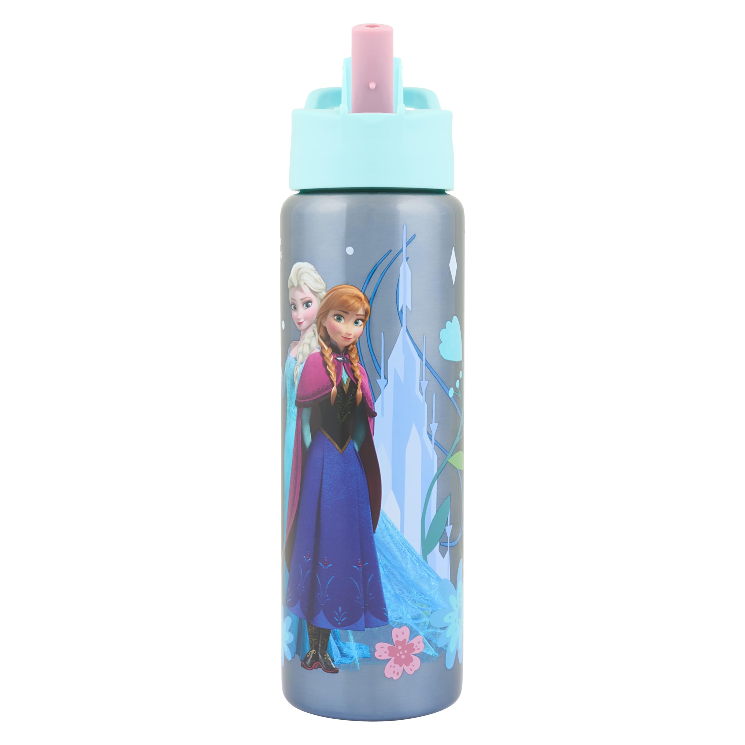 Disney Frozen Stainless Steel Water Bottle 750ml – Insulated Kids Water Bottle with Straw Lid, BPA Free, Leak-Proof, Hand Wash Only – Official Gift for Girls & Boys (Frozen)