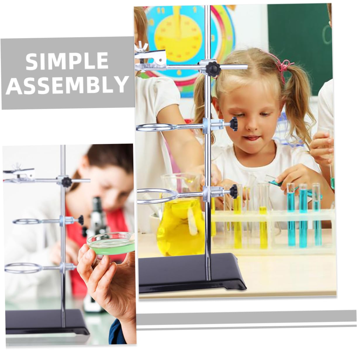 Homoyoyo Support Métallique de Laboratoire Matériel pour Chimie et Physique Pince pour Flacons et Entonnoirs Instrument de Support Stable pour Expériences