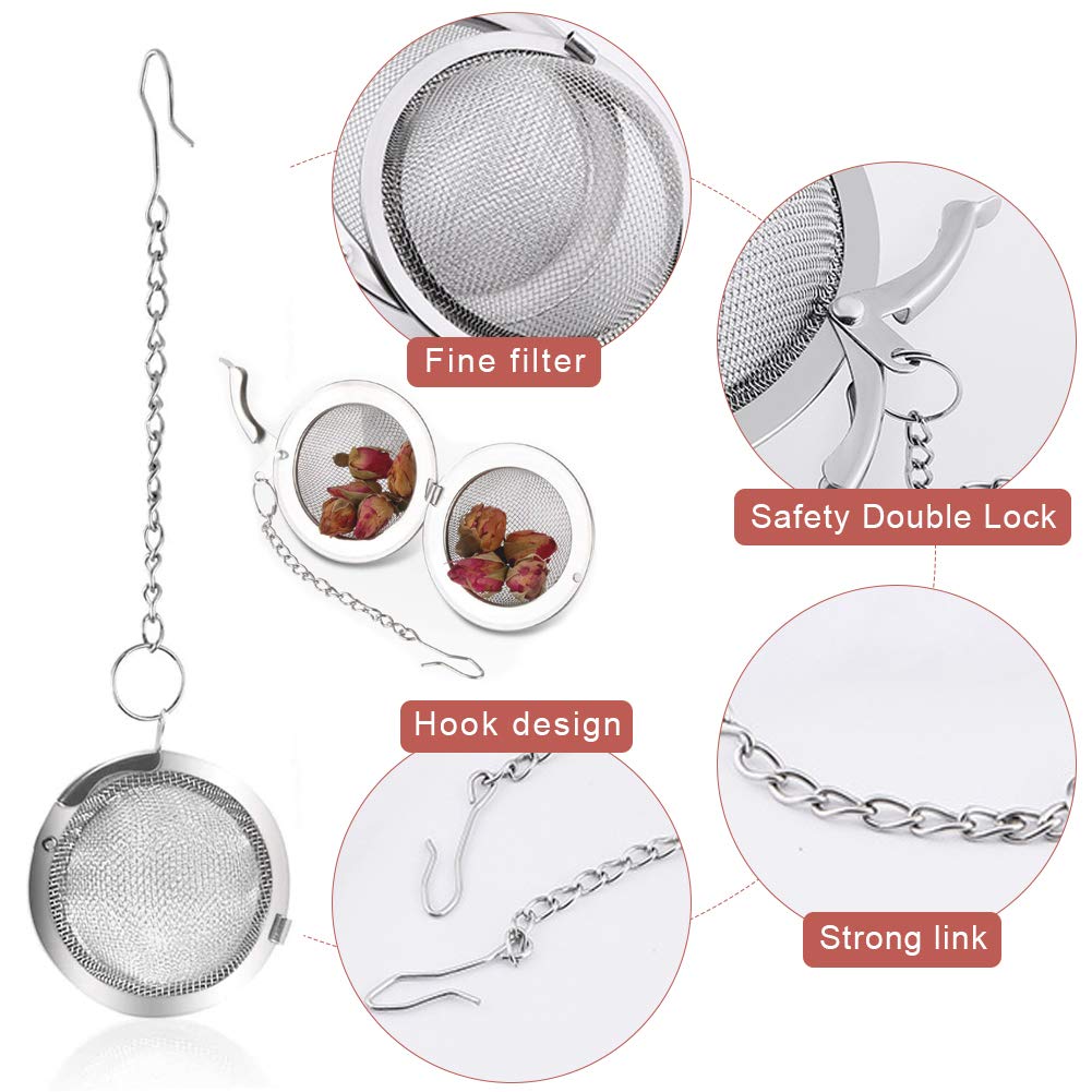 4 Pièces Boules à Thé Acier Inoxydable, Boule De Passoire à Thé, Infuseur à Boules De Thé En Acier Inoxydable, Avec Crochet à Chaîne Allongée, Pour Le Thé En Feuilles Et Les