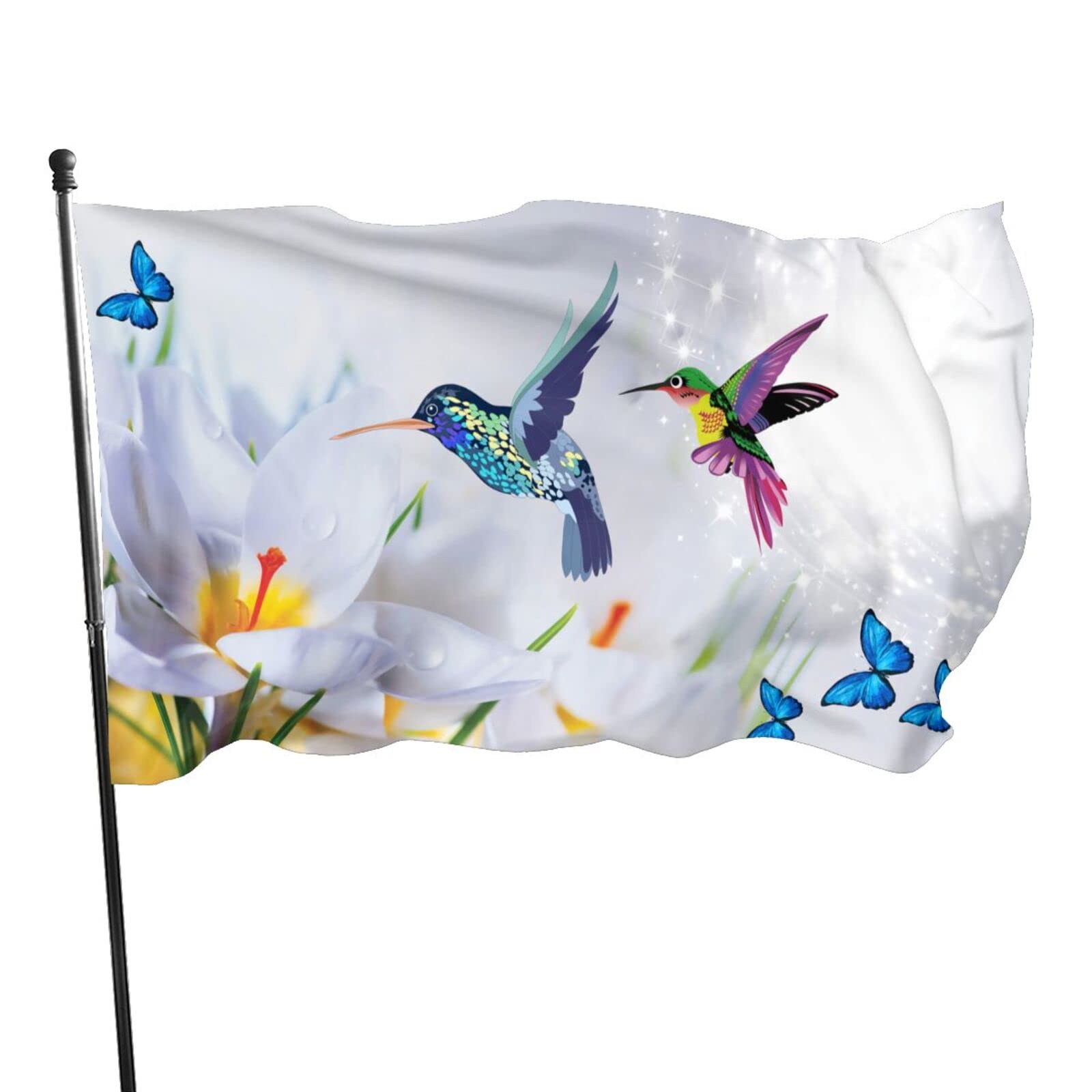 Amazon.com : Bird Flowers Spring Swirls Hummingbird Flag 3x5 Ft