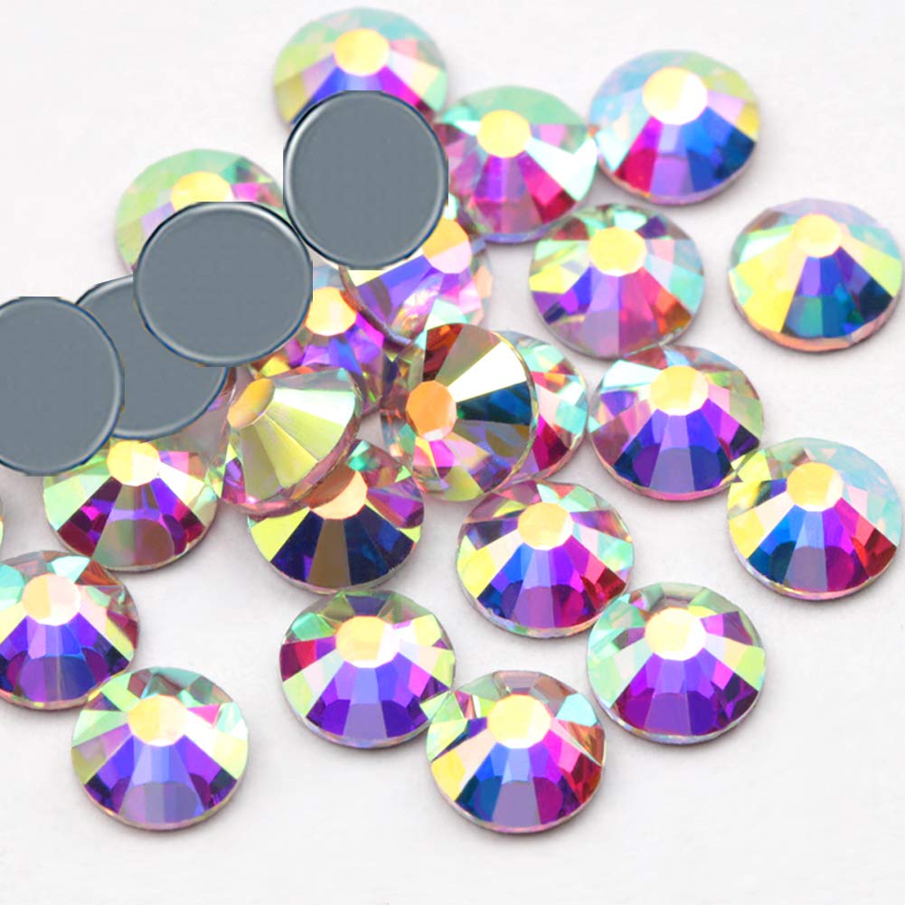 Towenm 1440PCS Hotfix Crystals Glass Rhinestone, Flatback Hot Fix Round Gems Crystal Stones for Clothes Crafts (Crystal AB, SS6 2MM)