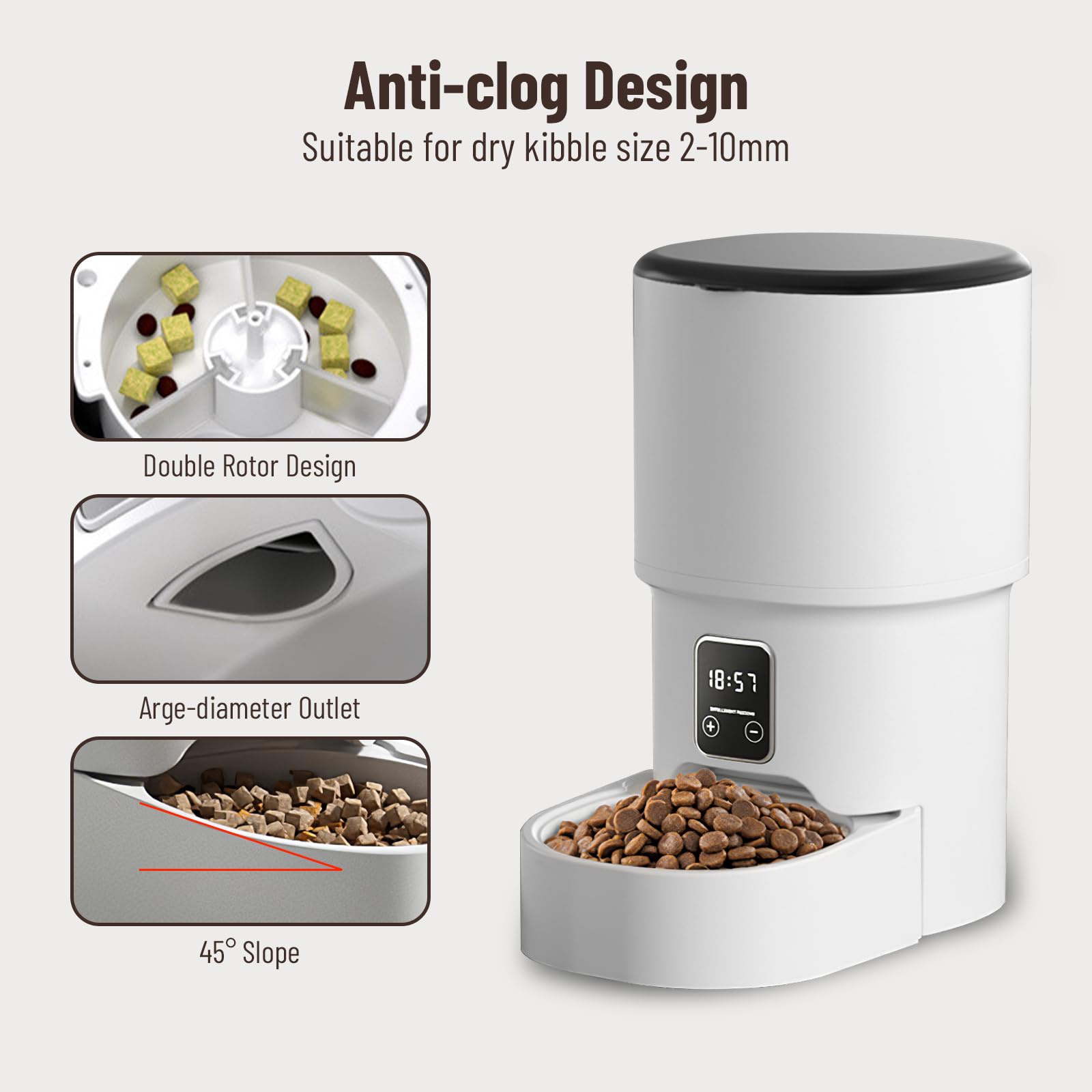 Distributeur Croquettes Chat Automatique,4L Distributeur Croquettes Chat avec Minuterie Programmable pour Chats et Petits Chiens, 1-6 Repas par Jour