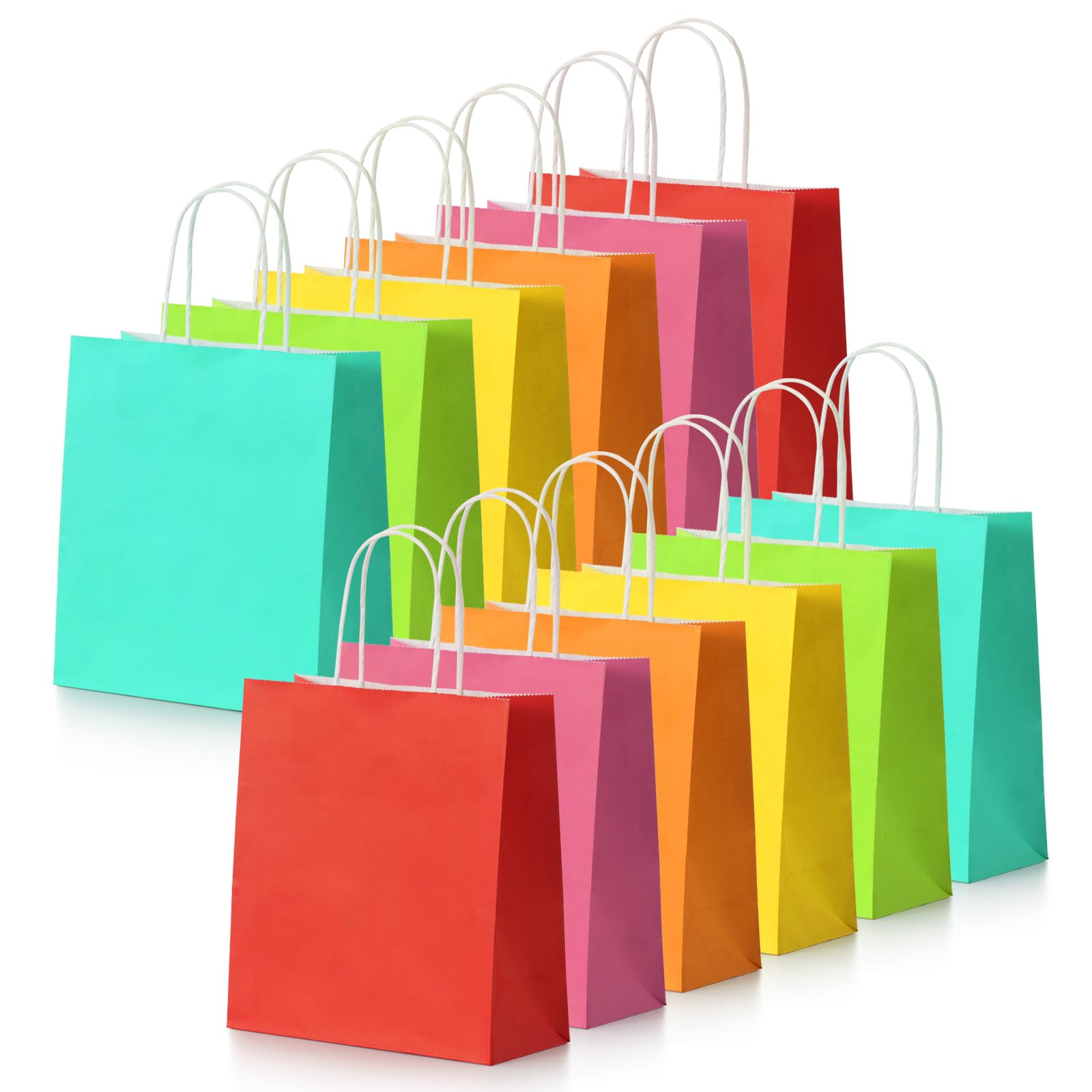 Parmedu Small Paper Gift Bags with Handles - 30 Pack 8.7"x3.5"x7.9" Colorful Party Favor Bags Bulk, Gift Bags for Christmas, Birthdays, Weddings,