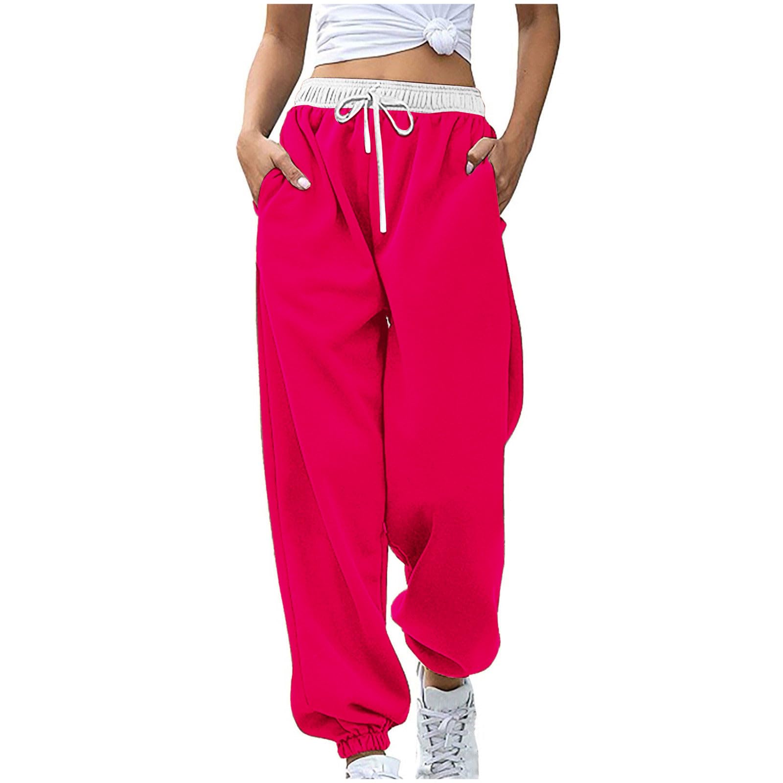 Womens Casual Athletic Cotton Long Sweatpants,Teen Girl Solid Color Cute Hiking Long Pants,Fall Trendy Clothes