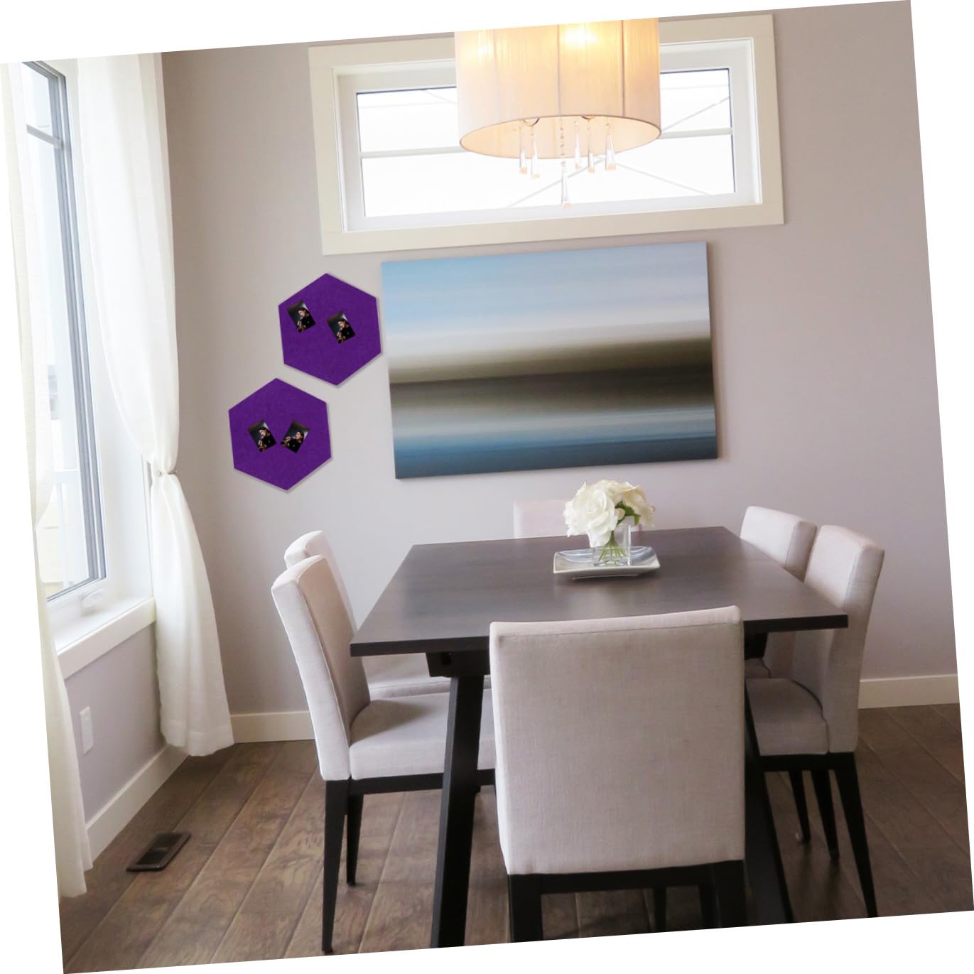Uonlytech 10 Stück Sechseckige Filz Pinnwände Violett für Zuhause mit Fotoanzeige und Selbstklebender Rückseite im Modernen Einfachen Design