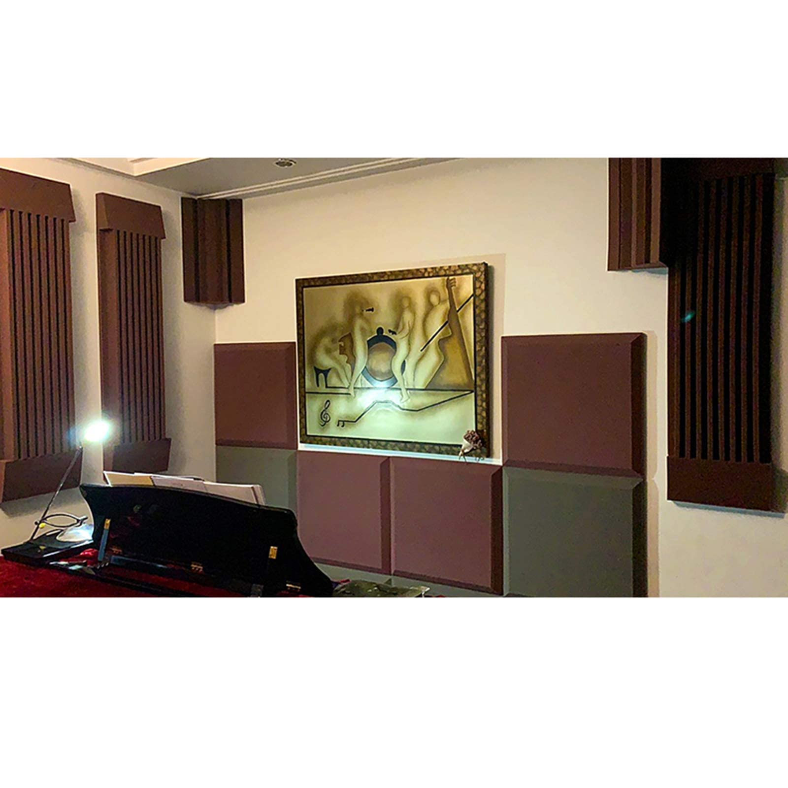 Sufit dźwiękochłonny Bawełna, Płytka z pianki akustycznej Studio domowe Akcesoria do obróbki dźwięku Pokój perkusyjny Panele akustyczne do pokoju fortepianowego (fioletowy) (fiolet