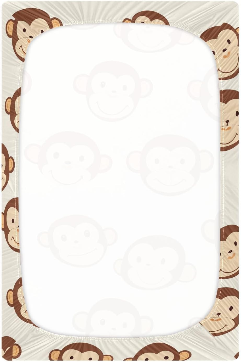 Baby Crib Sheets Cute Monkey Crib Sheets for Boys Girls,Neutral Bassinet Toddler Bed Play Sheets Breathable Soft and Portable 52 * 28 * 9in