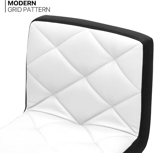 Miniatura 5 de MoNiBloom Taburete de bar giratorio de 360, color blanco y negro, juego de 2 sillas de bar de piel sintética con bloqueo de altura, taburete