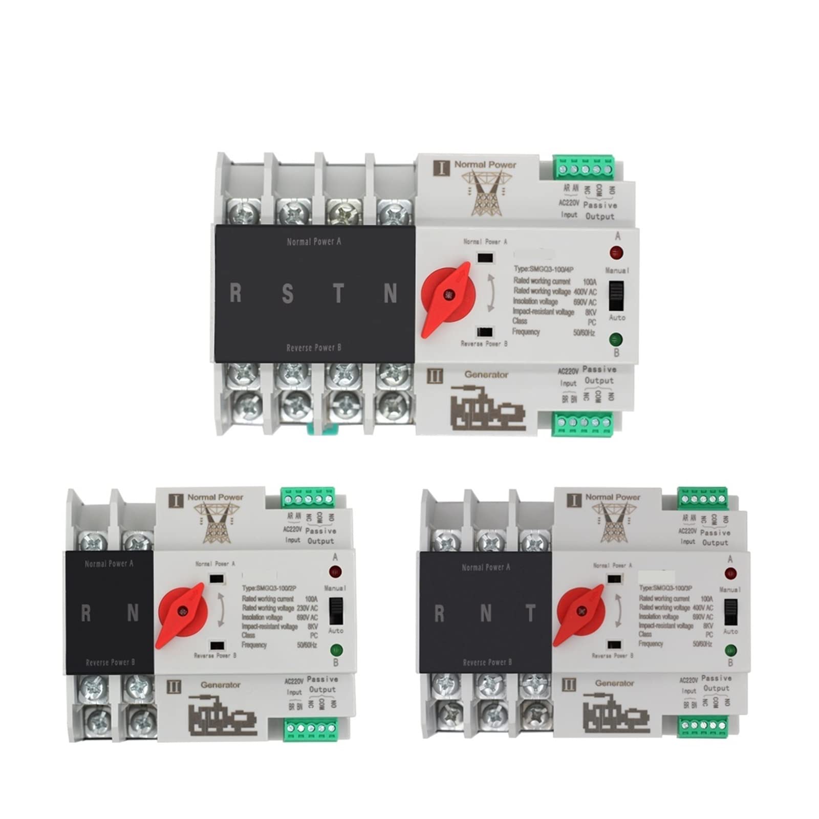 ATS Dual Power 2P/3P/4P 100A Przełączanie milisekundowe bez przerw Montaż na szynie 35 mm(4)