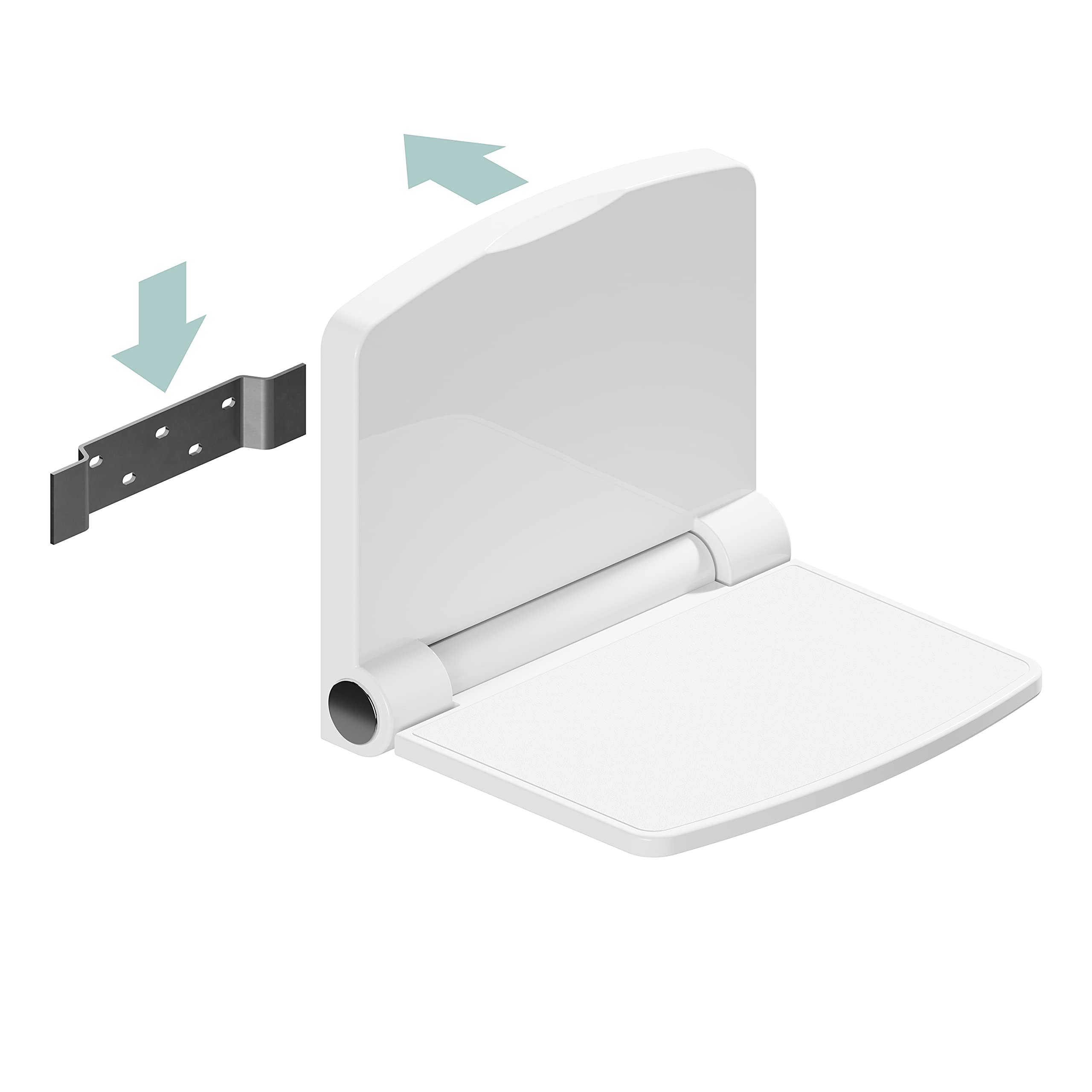 InvisiaFold Down Shower Seat for Elderly and Seniors - Bath Chair Wall Mounted ADA Handicap Seat Mobility Aid Home Safety Stool