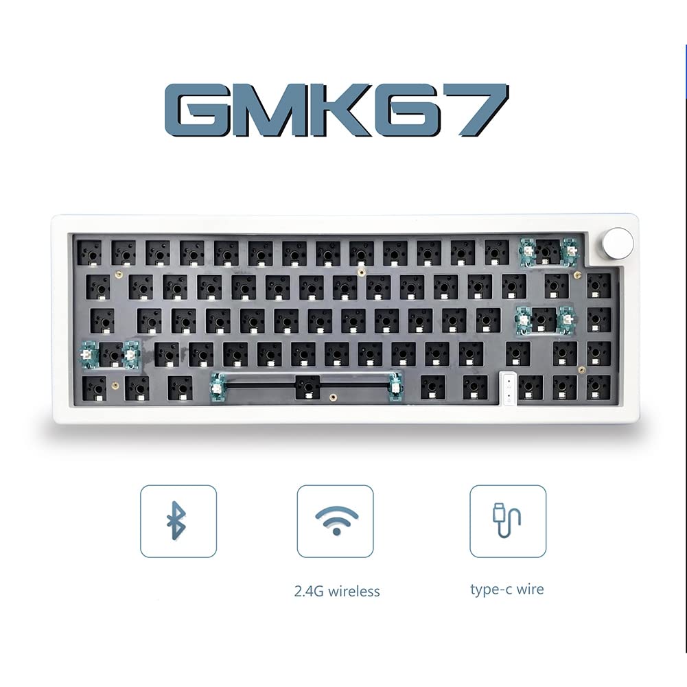 GMK67 Hot Swappable RGB Backlight Zestaw klawiatury mechanicznej Bluetooth 2.4G Bezprzewodowa 3 tryby Dostosowana klawiatura DIY Biała