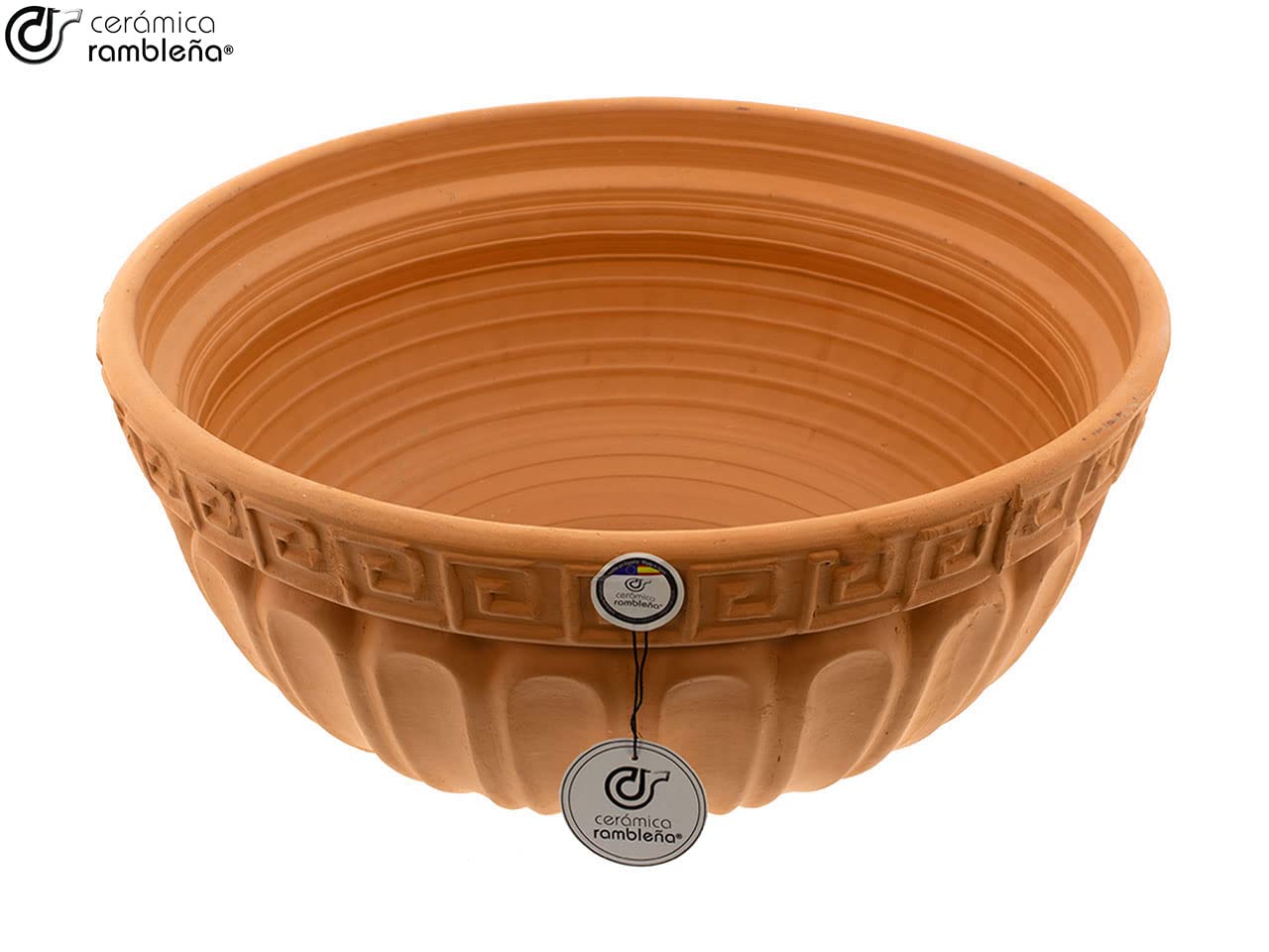 CERÁMICA RAMBLEÑA | Maceta Grande Original Exterior - Maceta Cuenco Terracota Modelo J36 42.5x42.5x19 cm