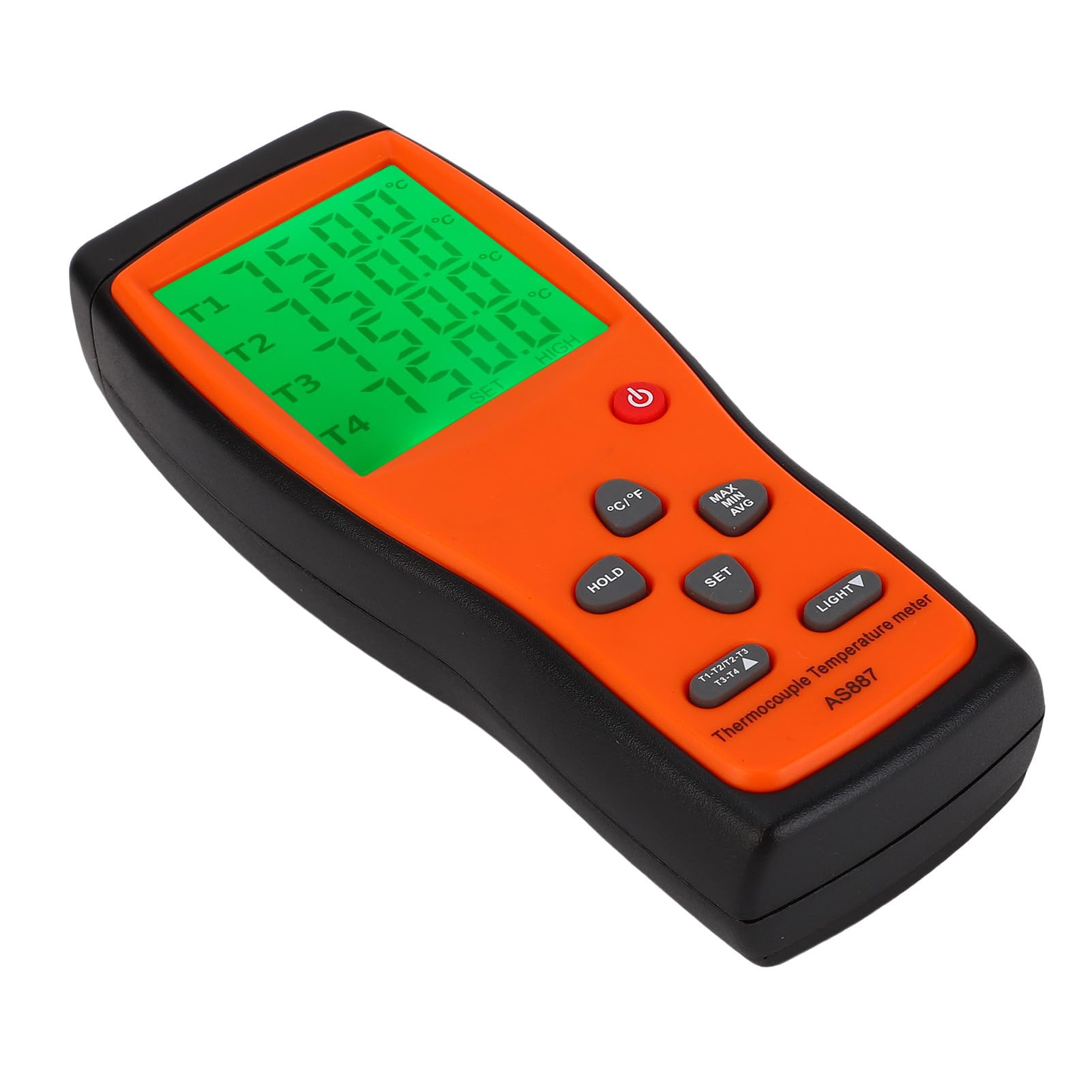 AUNMAS Termómetro Digital de 4 Canales, Material ABS, Medición Precisa de Temperatura -200 a 2501 ℉ para Aplicaciones Automotrices y HVAC
