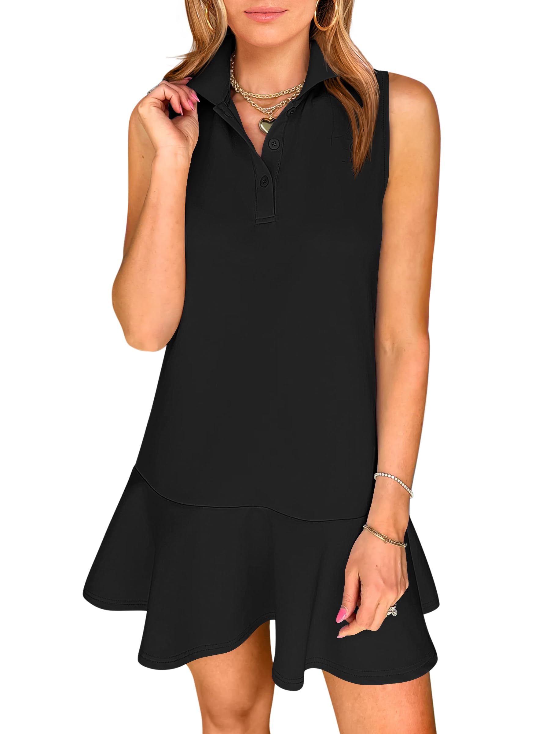 Womens Summer Mini Dresses Polo Sleeveless Shift Short Dress Tennis Golf Athletic Casual Travel Vacation Clothes-image-12