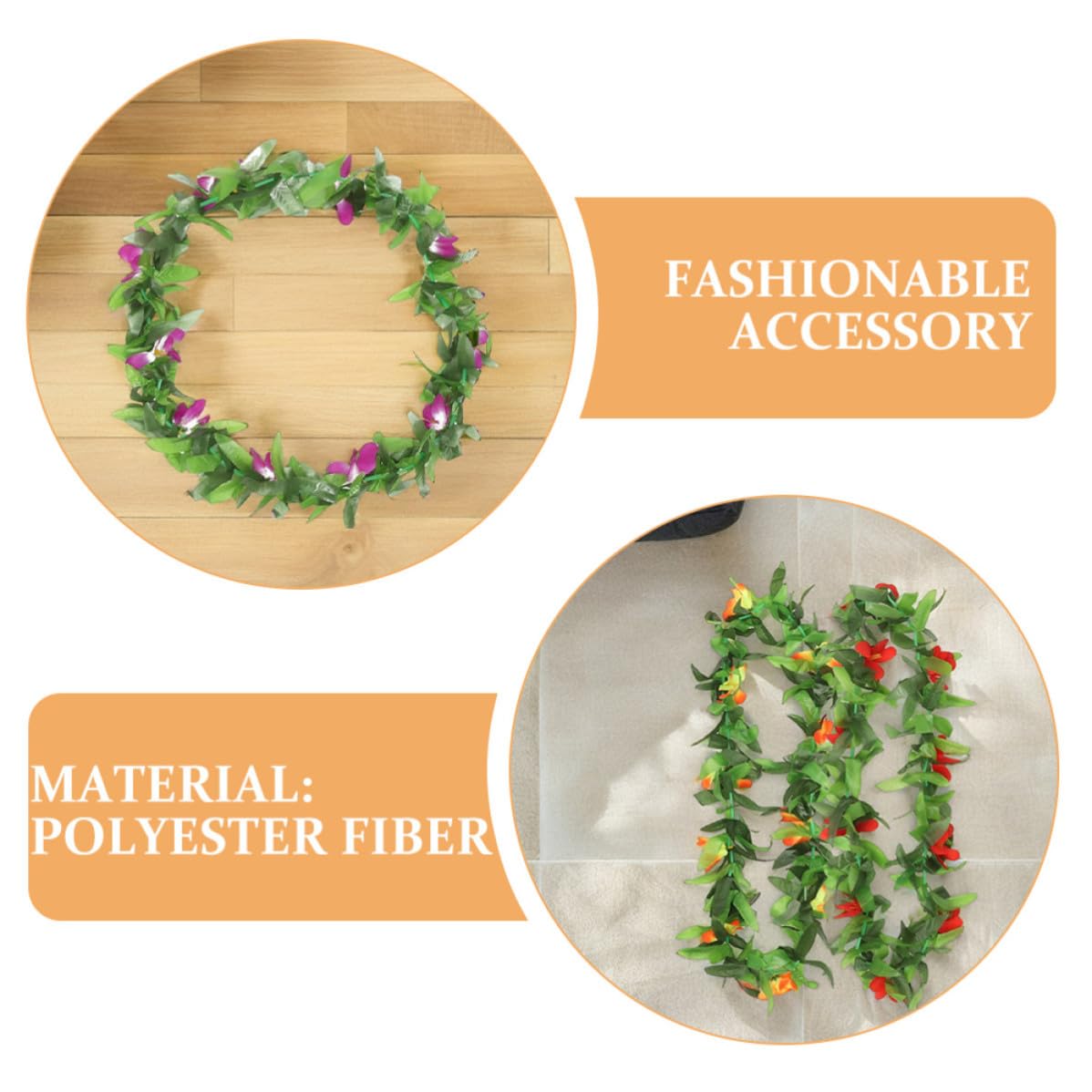 Healvian Juego de 12 Piezas de Collares Hawaianos Flores Vibrantes y Hojas Verdes, Decoracion Fiesta Verano para Celebraciones Tropicales y Hawaianas