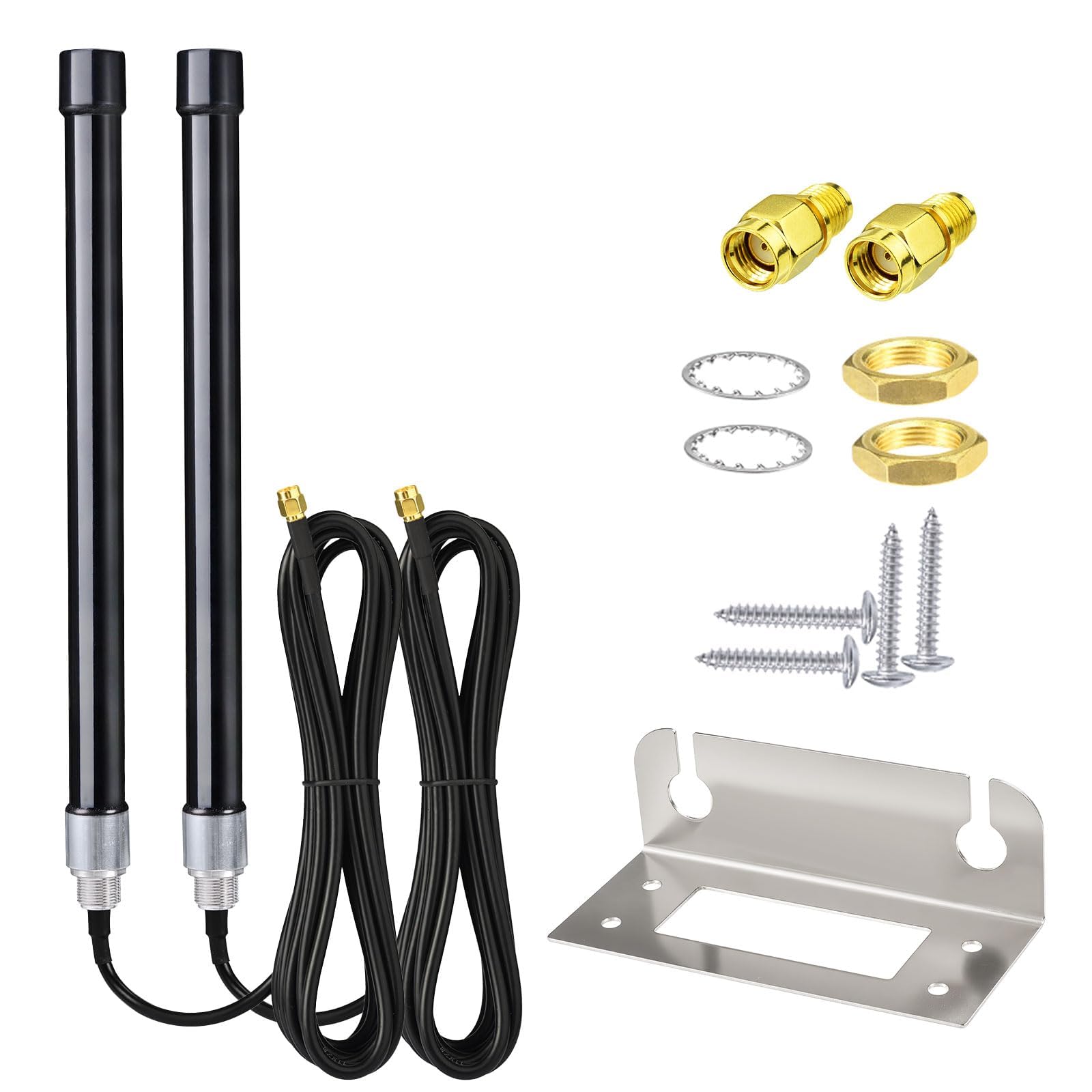Bingfu Antenne 4G LTE 3G GSM Extérieur Fibre de Verre 6 dBi MIMO SMA Mâle | Fixation Murale, Étanche, Câble à Faible perte 3 m, pour Routeur CPE, Box SIM, Modem, Caméra, Passerelle IOT Cellulaire