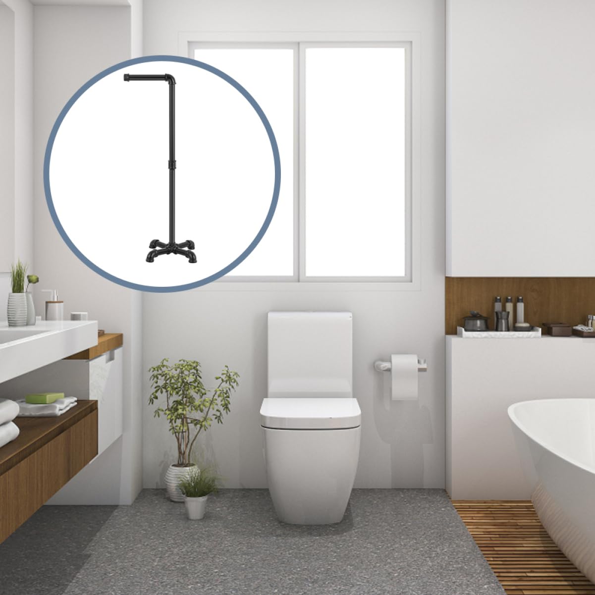 Soporte Higiénico Vertical de Estilo Industrial Organizador Compacto para Papel Decorativo y Servilletas Estante de Hierro Negro