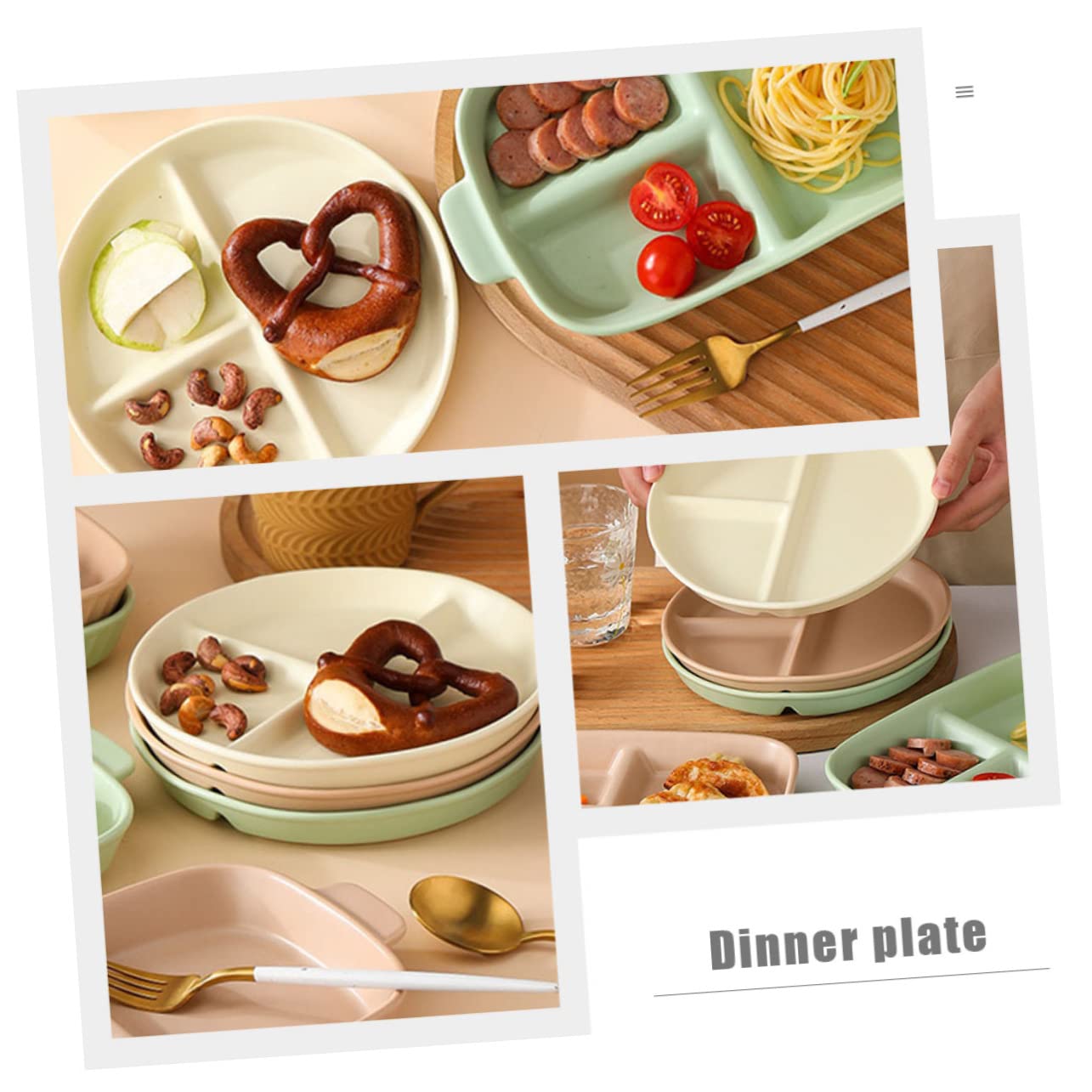 Cabilock Ceramic Divided Food Plate Stylish Snack Tray for Home Use Easy to Clean Lightweight and Portable for Serving Breakfast Lunch and Dinner Dishwasher Safe