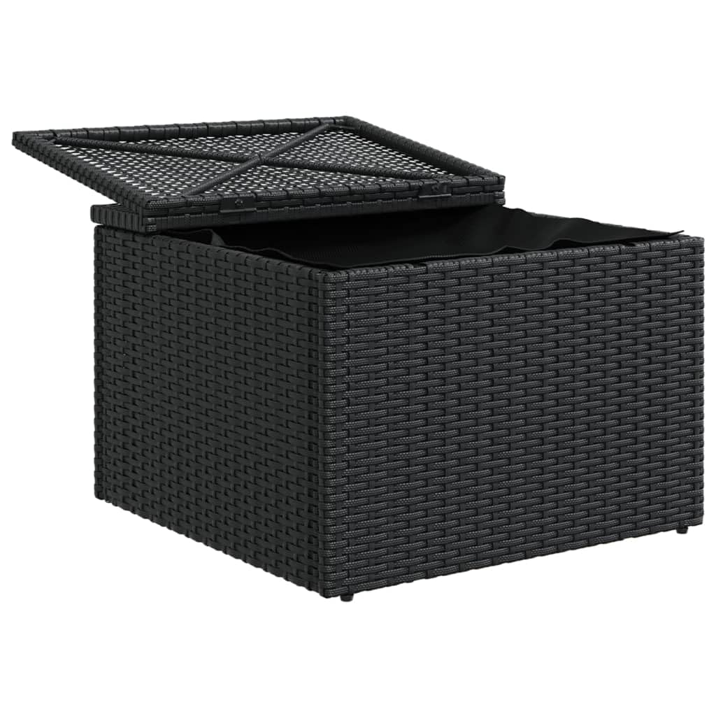 vidaXL Taburete de jardín con cojín Negro 55x55x37 cm ratán sintético