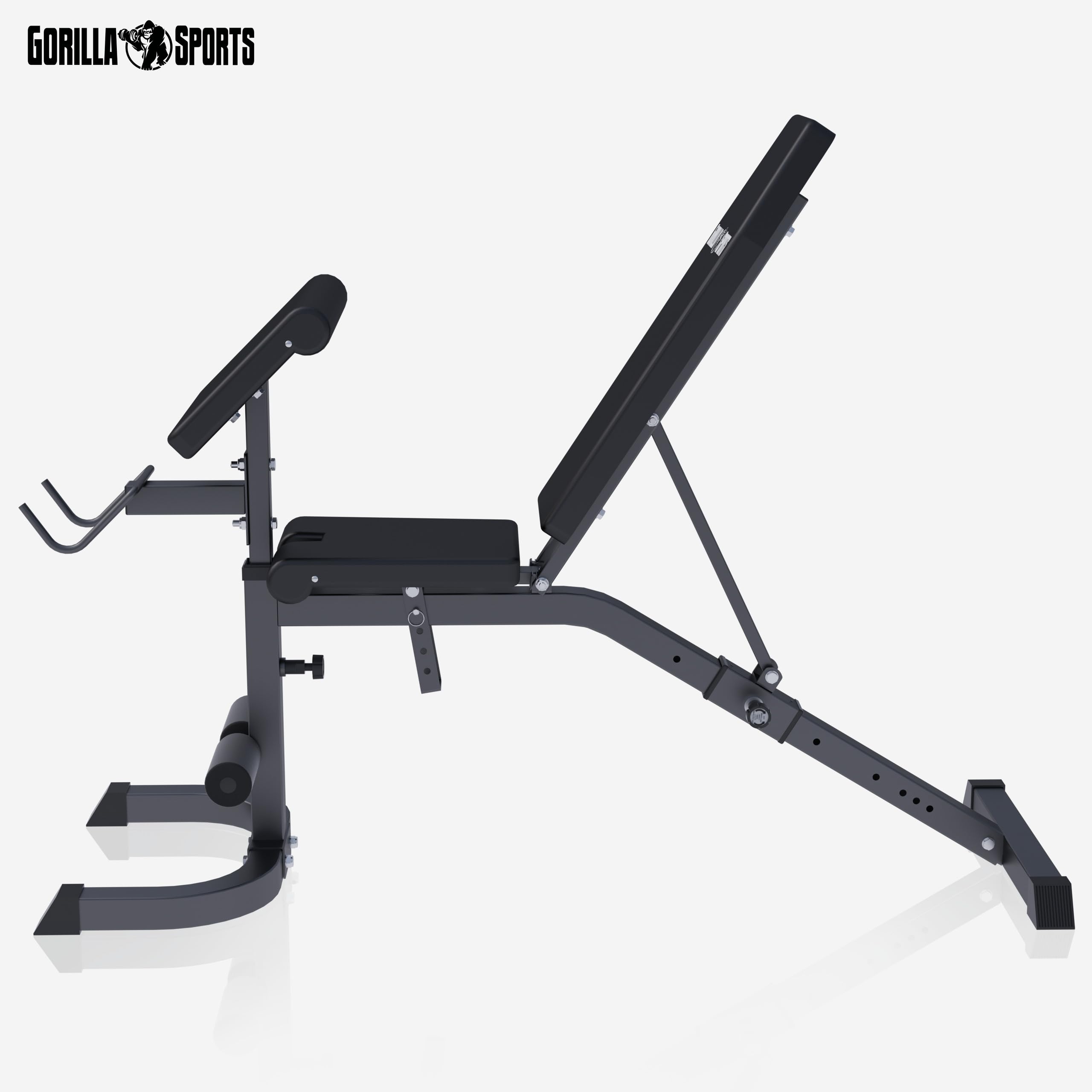 GORILLA SPORTS Hantelbank Mit Curlpult - Bis 250kg Verstellbar