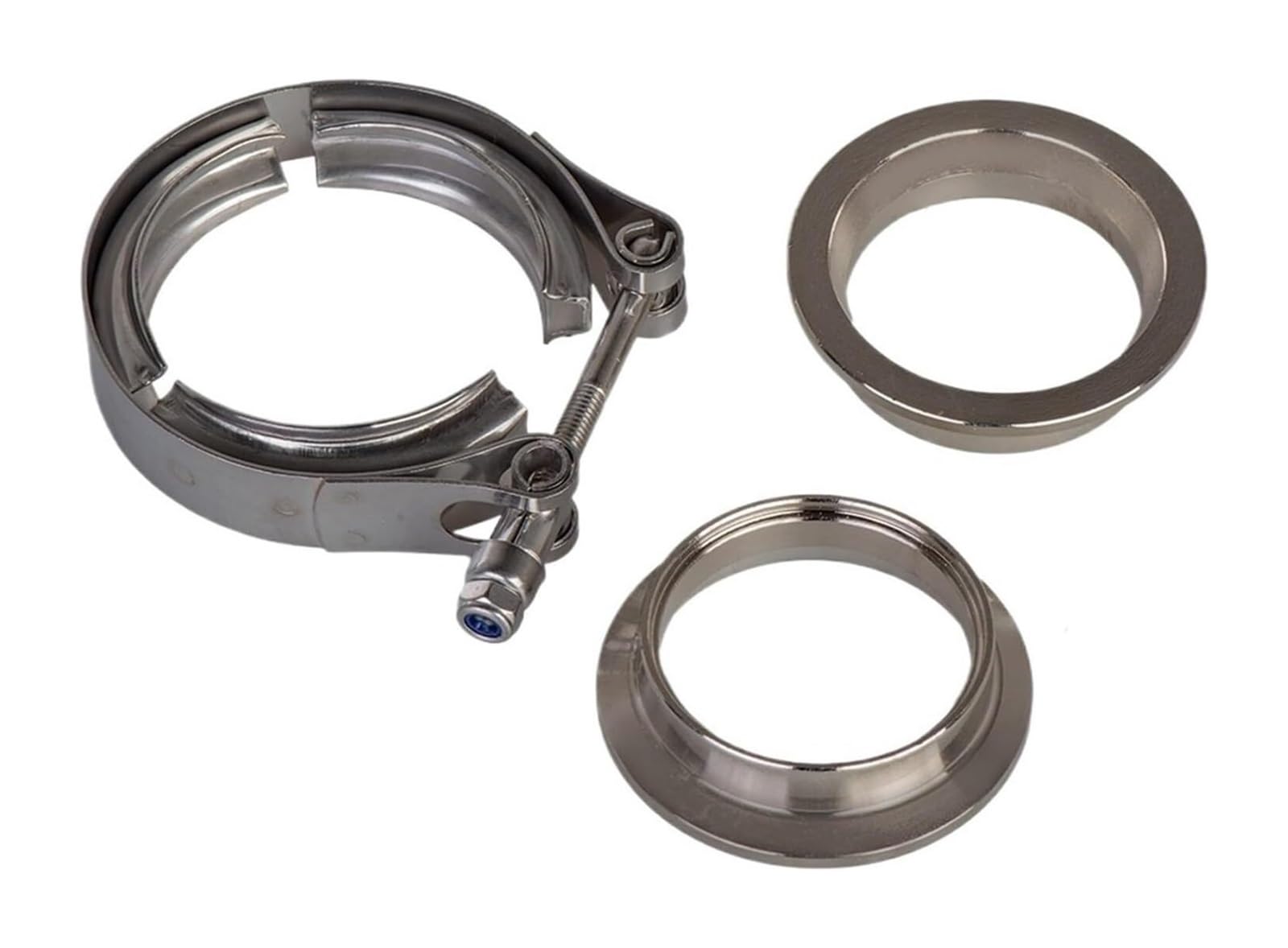 Ridramento One Color Hose Pipe Clamps, Universal V Band Clamp Exhaust Multiple Sizes With Flanges