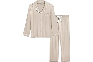 Aamikast Womens Button Down Long Sleeve Pajama Sets