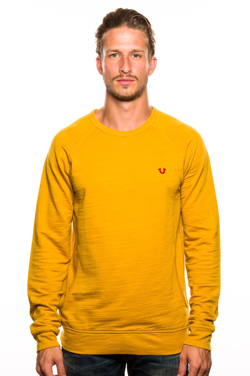 True Religion Men's Branded Crewneck Sweatshirt in Curry