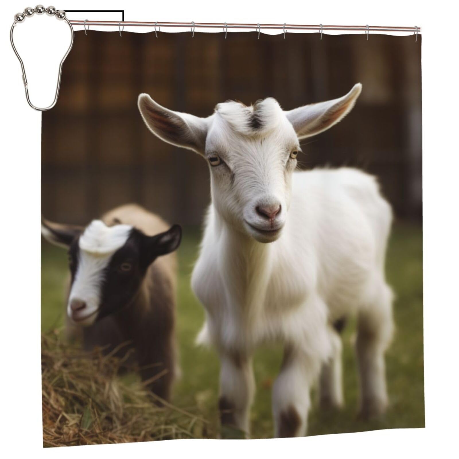 FodPand Cute Goat Shower Curtain 70"x70" Waterproof Long Bathroom Curtain Heavy Duty Thick Cloth Bath Curtain Set with Hooks, Modern Abstract Art Pattern Bathroom Shower Curtains