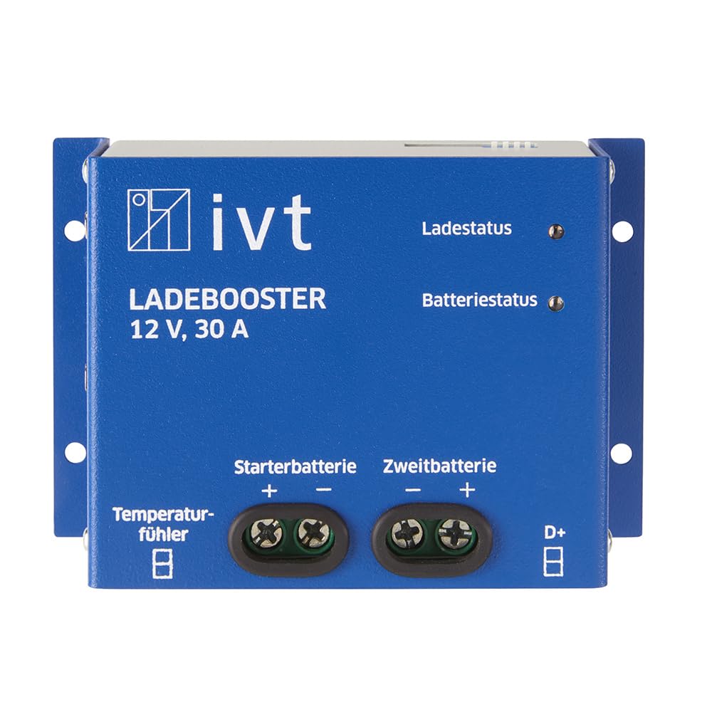 IVT Ladebooster 12V 30A – Intelligentes Ladegerät für Zweitbatterie, 2 Lademodi 30A und 10A, für AGM, Gel, Blei & LiFePO4, geeignet für Wohnmobil, Caravan, PKW, Euro 6 Fahrzeuge