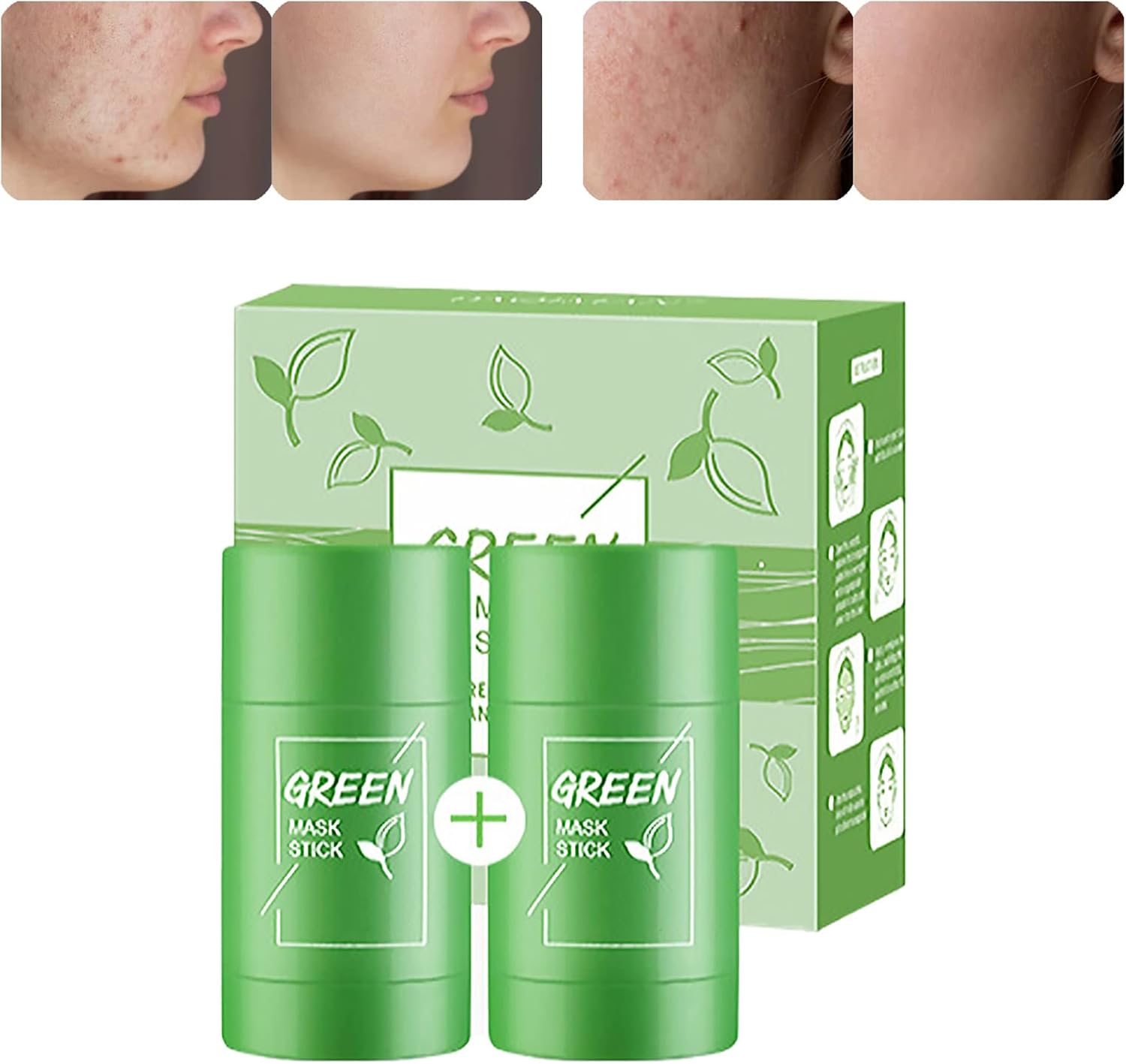 Tongyend Green Tea Cleansing Mask Stick, 2Pcs Blackhead Remover, Deep