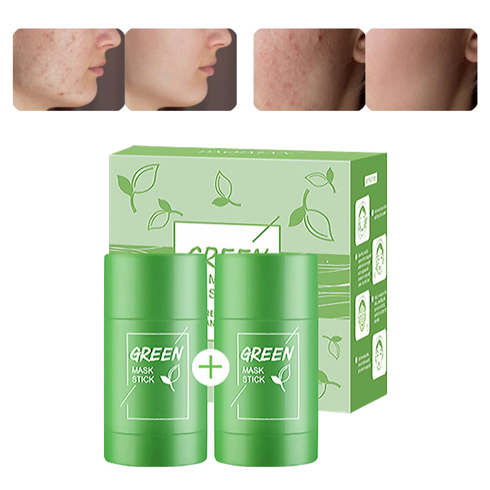 Green Tea Cleansing Mask Stick,2Pcs Green Mask Stick Blackhead Remover