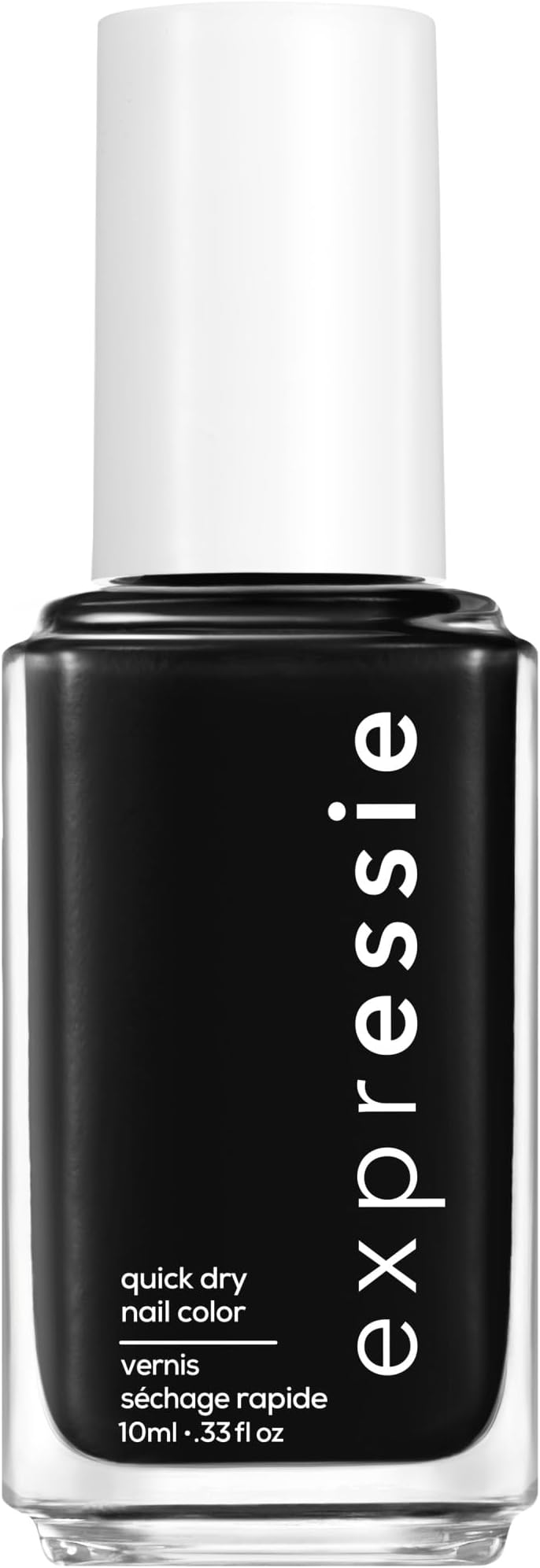 essie expressie Quick-Dry Vegan Nail Polish, Black 380 Now Or Never, 0.33 fl oz