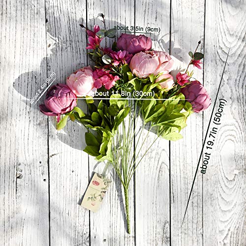 Image of FiveSeasonStuff Vintage Artificial Peonies Silk Flowers and Hydrangeas for Wedding Bridal Home Decor - Beautiful Floral Centerpiece Arrangement Decoration with 2 Bouquets (Mixed Fandango)