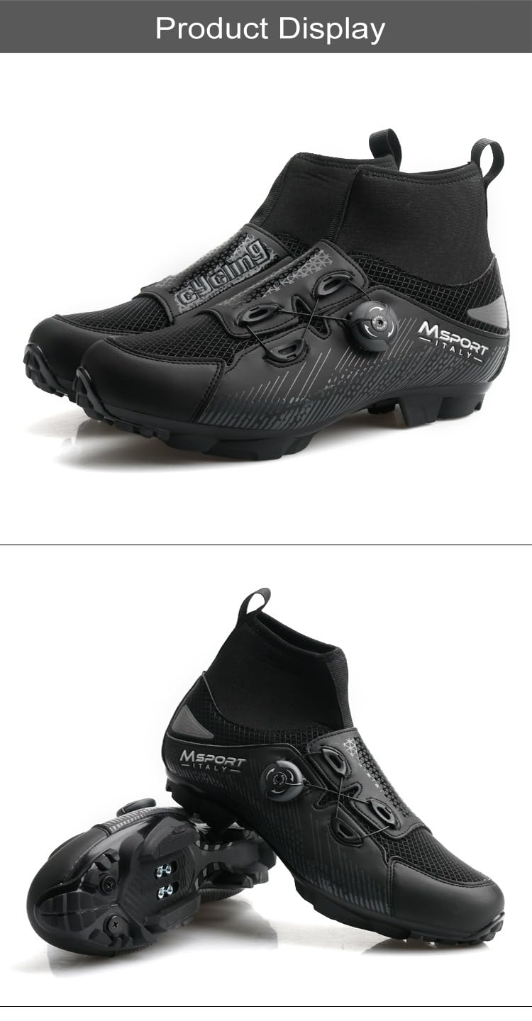 Scarpe Ciclismo MTB Invernale Antiscivolo Antipioggia, Scarpe Mountain Bike Uomo/Donna Compatibile Pedali SPD