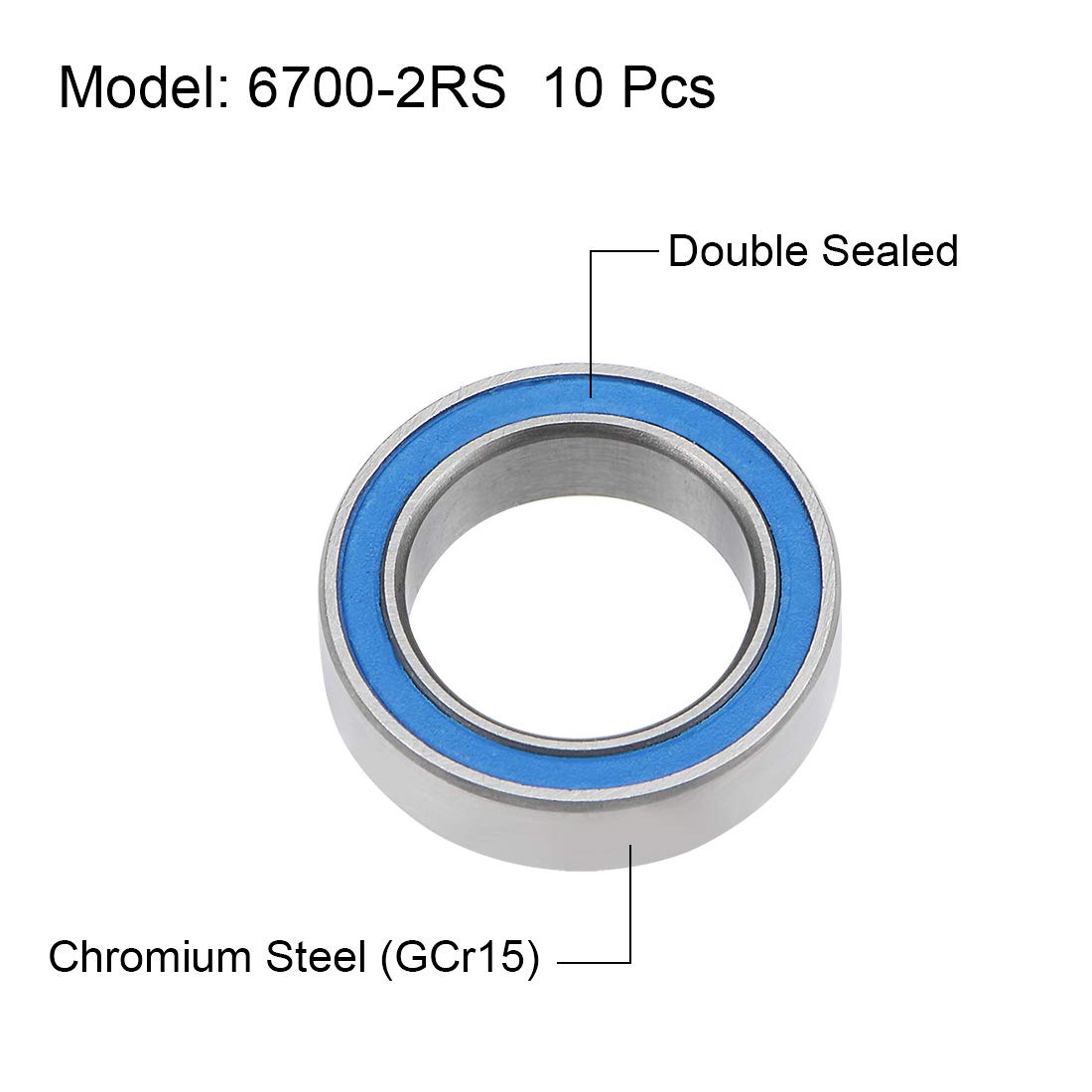 10 Roulements à Billes 15x21x4mm Double Joint CAOUTCHOUC - Acier Chromé Z2 - Sourcing Map