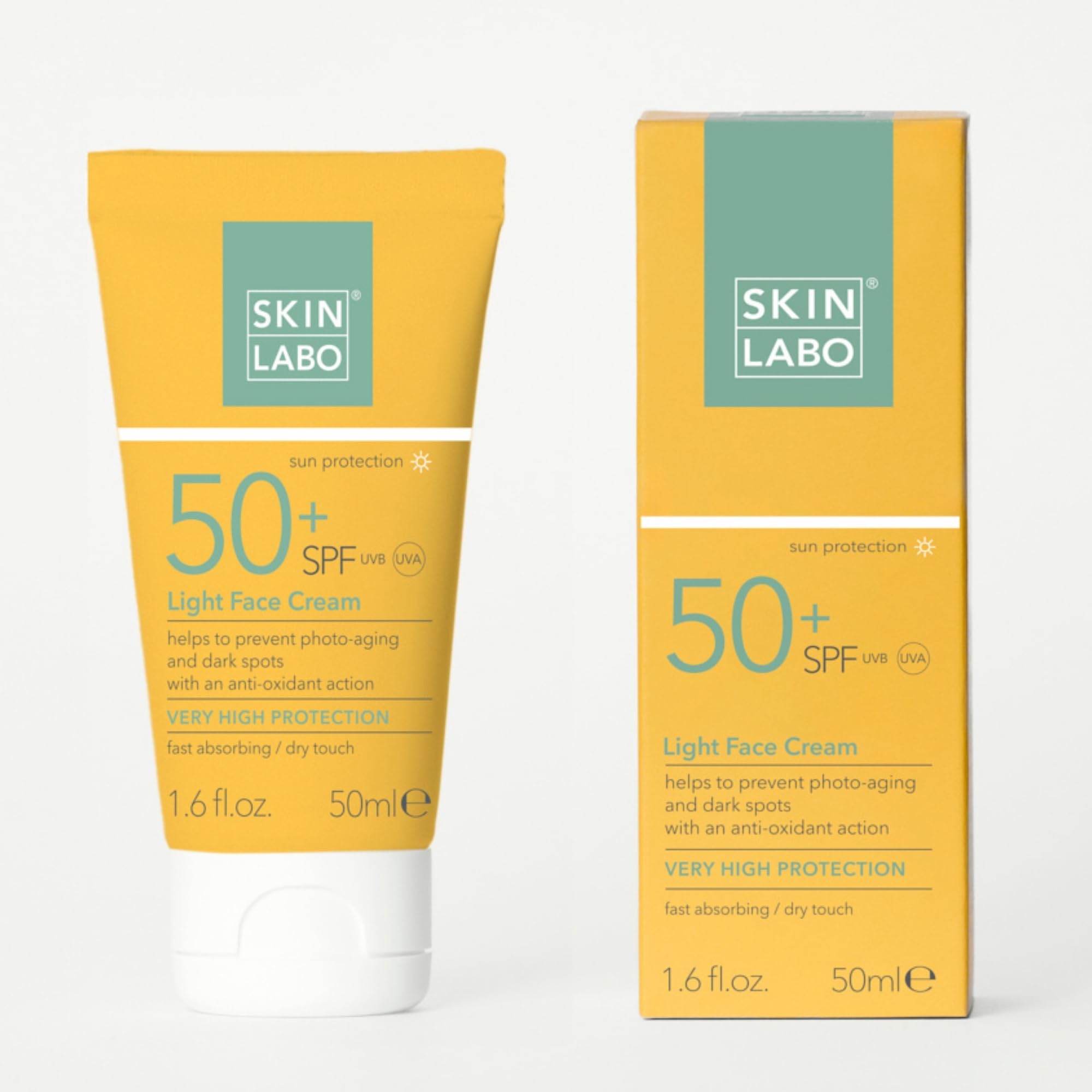 SkinLabo - Face Cream SPF 50+, Protects against UVA and UVB Rays, Prevents Photo-Ageing and Dark Spots, Antioxidant Action, with Hyaluronic Acid, Ethyl-Ascorbic Acid - 50 ml