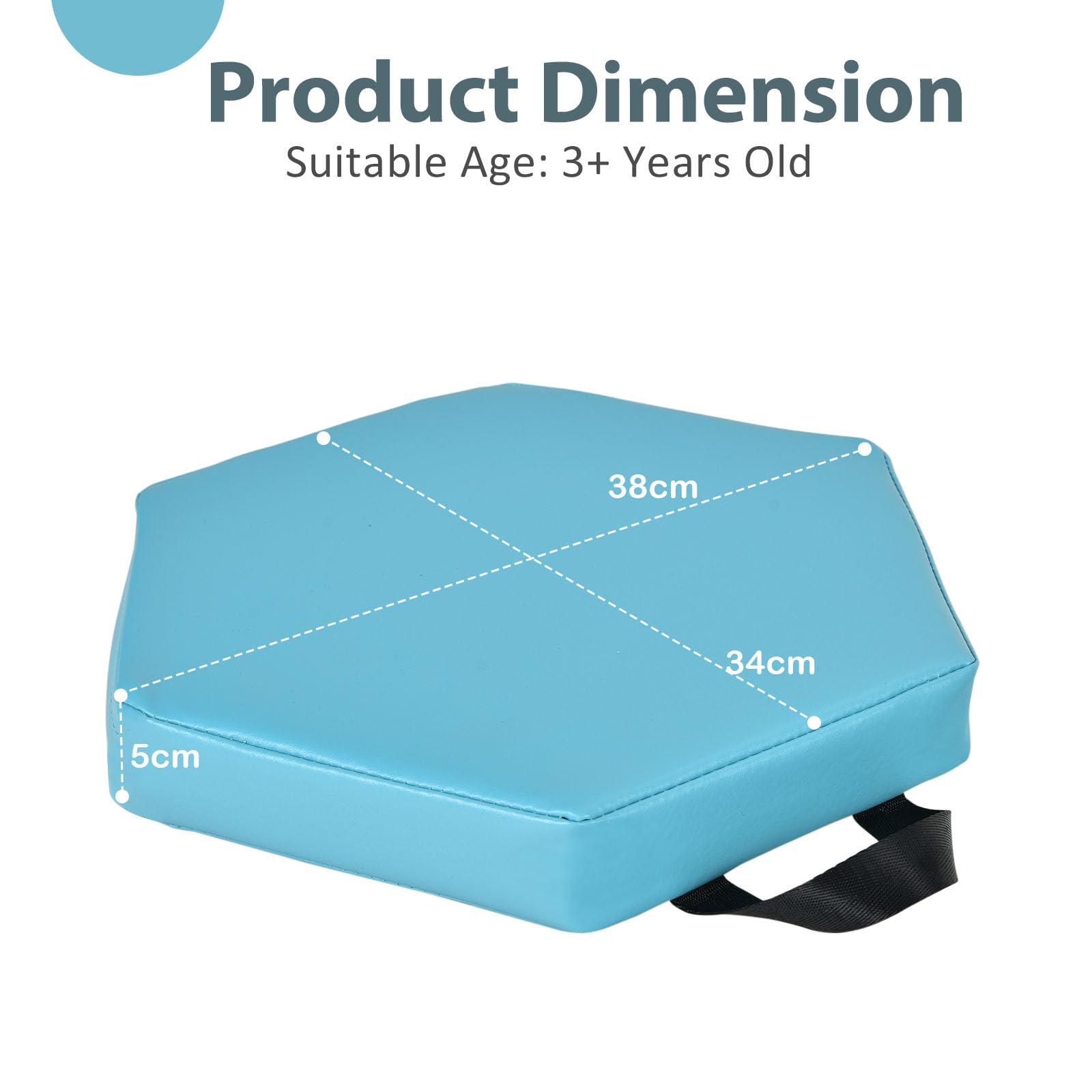 LIFEZEAL Juego de 6 para Silla Infantil, Cojines de Suelo Espuma y Poliuretano, Apilables con Asa, 38x34x5 cm, Interior/Exterior, Hexagonales (Azul + Multicolor)