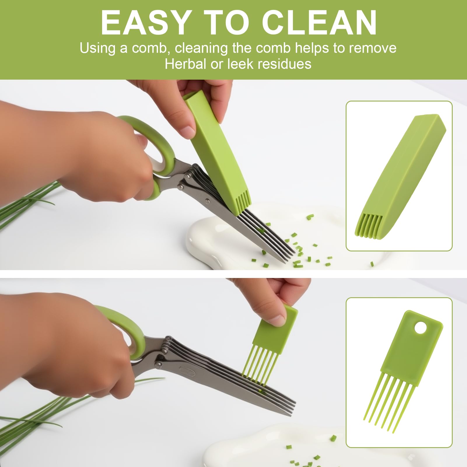 Forbici per Erbe Aromatiche in Acciaio Inox con 5 Lame Affilate, Manico Ergonomico