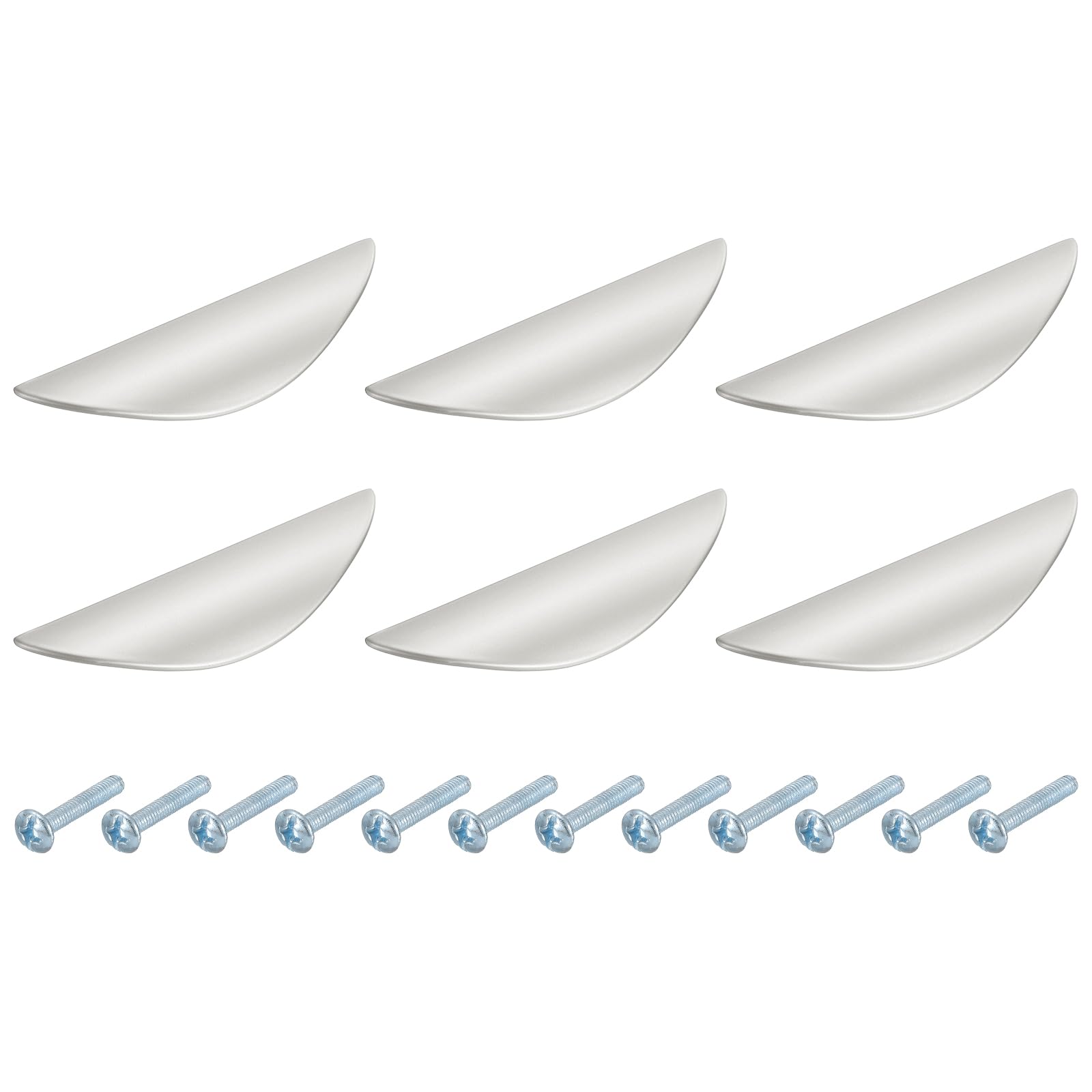 uxcell 6 Pack Half Moon Cabinet Pull, 2.52" Hole Center Drawer Pulls Zinc Alloy Brushed Cabinet Pull Handles for Kitchen Cupboard Dresser Cabinet