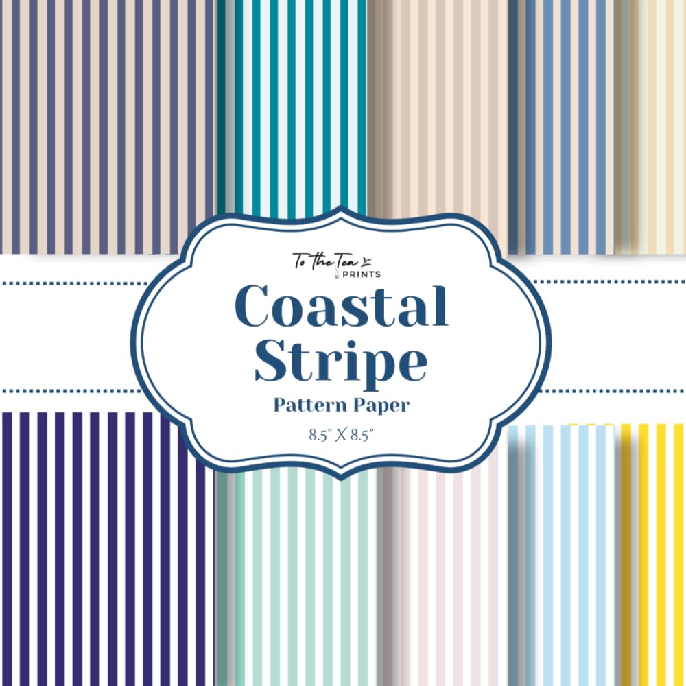 Coastal Stripe Pattern Paper: 20 Double-Sided Pattern Sheets for Scrapbooking, Card Making, Junk Journals, Origami, and Other Cut and Create Paper Crafts