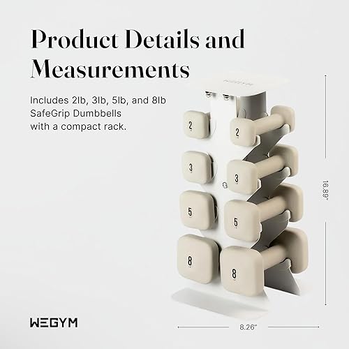 Miniatura 2 de WeGym SafeGrip Square Dumbbells with Anti Slip Handles, Aesthetic Free Weights for Home Workouts, Stable Design Prevents Rolling during Floor