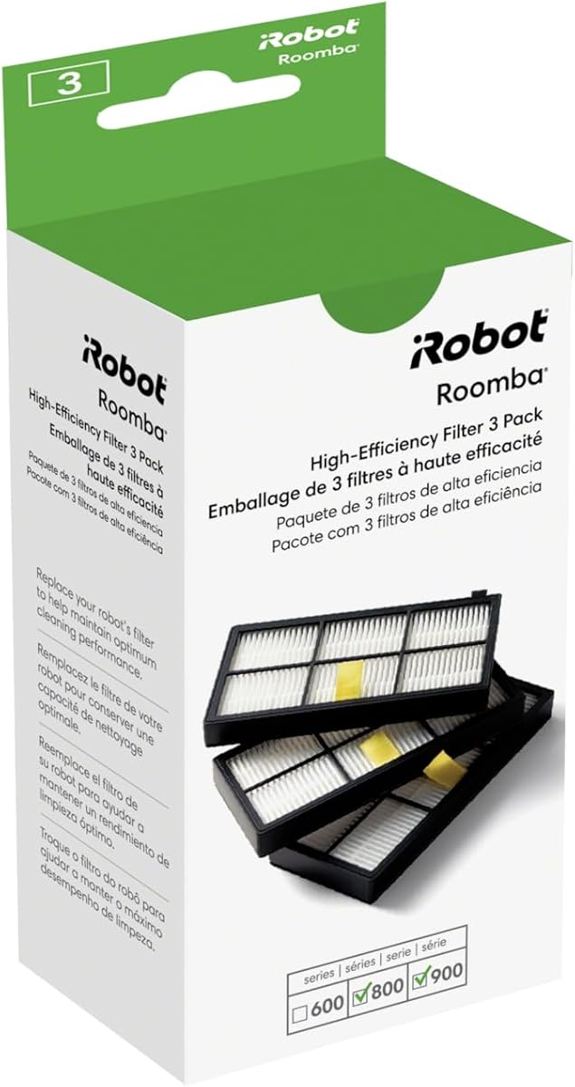 iRobot Roomba Authentic Replacement Parts - Roomba 800 and 900 Series High-Efficiency Filters (3-Pack)