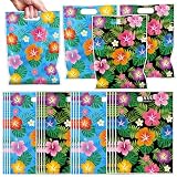 Aposwow Tropical Hawaiian Party Favor Bags - 50 Pcs Hawaii Hibiscus Flower Goodie Candy Treat Gift Bags Summer Luau Beach Party Favors For Summer Moana Hawaiian Luau Decorations