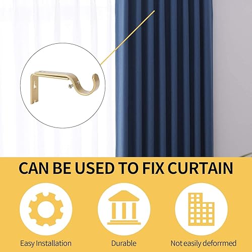 Vista 5 de Ycolnaefllr Set of 3 Golden Adjustable Curtain Rod Brackets Rod Holders Curtain Rod Hanging Heavy Duty Brackets for 1 Inch Rod Oro,Oil Rubbed
