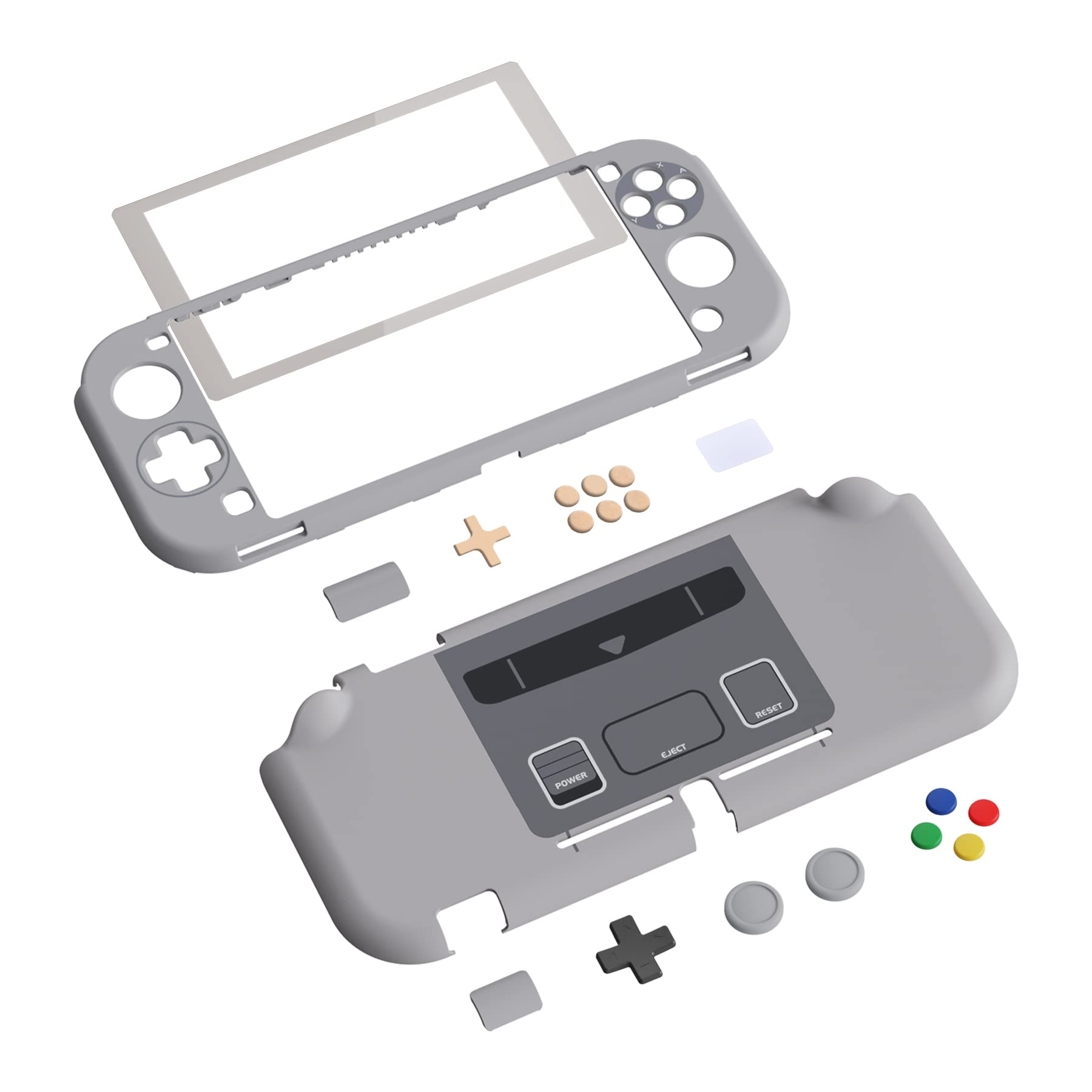 eXtremeRate PlayVital Funda para Nintendo Switch Lite, Carcasa Protectora con Protector de Pantalla de Vidrio Templado, Protector Duradero, Accesorios para Switch Lite (Clásico SFC SNES EU) — view 2